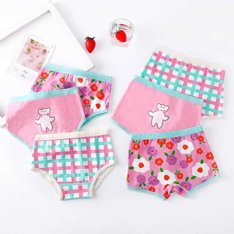 TECHOME 3Pcs/Lot Childrens Underwear Chirdren Underwear Cute Girls Underwear Flower Cute Pants Baby Cotton Underwear ColorW240715
