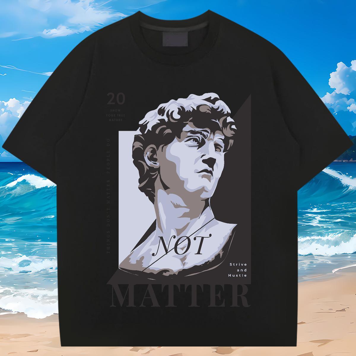 Classic Casual T-Shirts 230g Cotton Statue of David Hip Hop Street Polos Breathable Short Sleeve Unisex Tshirt for Man Woman Customized