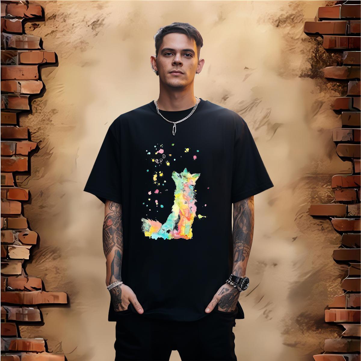 2024 DIY T-Shirts for Men 100% Cotton 230g wolf Sport Tshirts Short Sleeve O-Neck Popular Tshirt for Man Woman DIY Printed