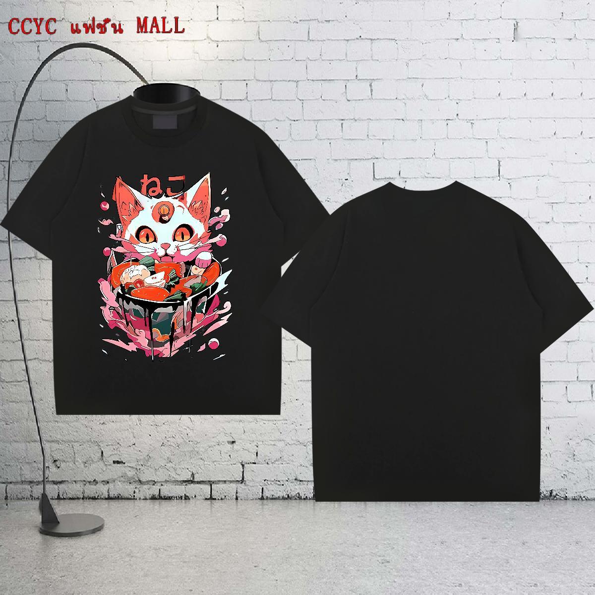 Fashion New T shirt 230g Pure Cotton cat Outdoor Clothings Short Sleeve Soft Cool Design Tshirts Oversized 3XL 4XL
