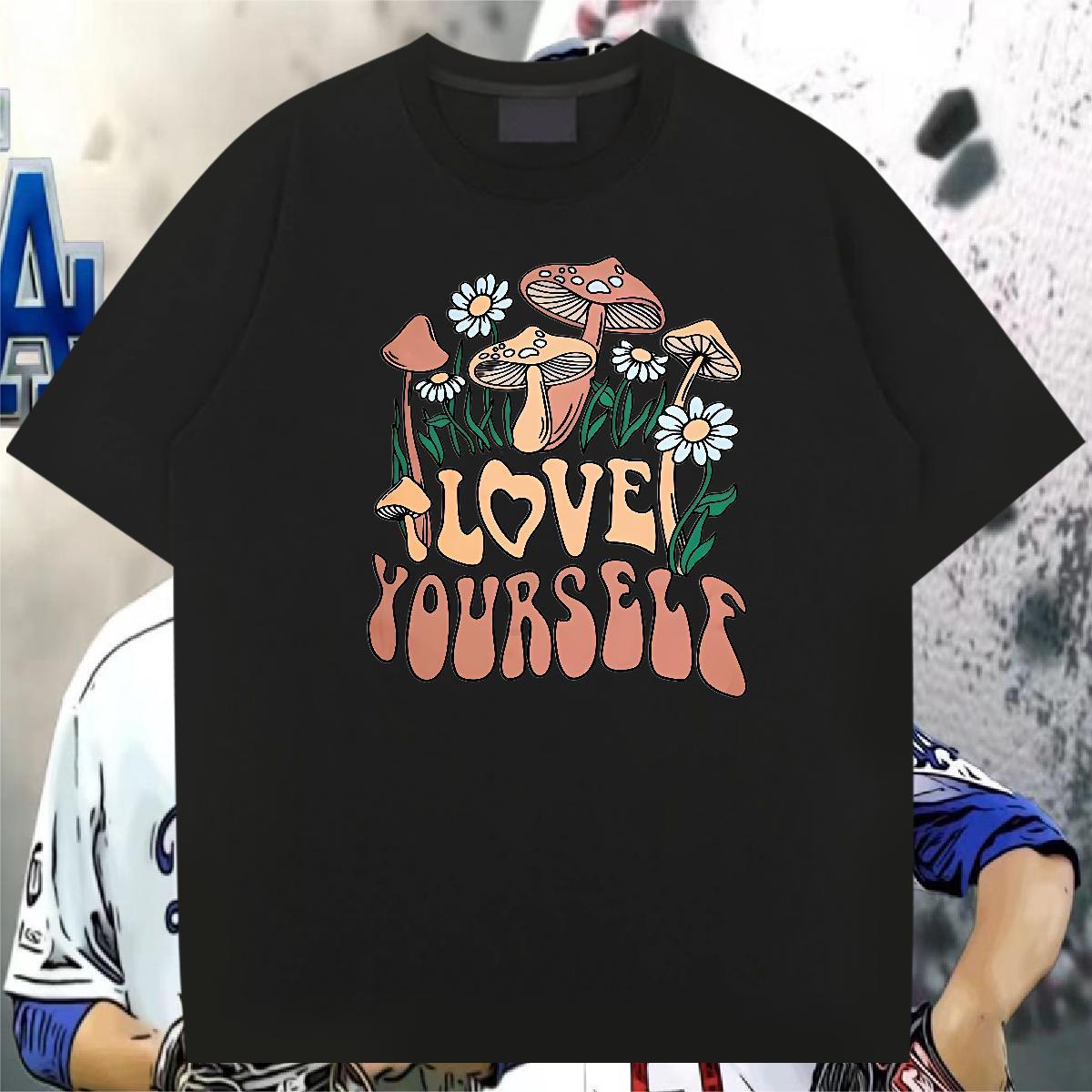 2024 Designer T Shirt For Man 230g Cotton mushroom Street Top Tees Pure Cotton Loose Fit Couples T Shirts Custom Cartoon
