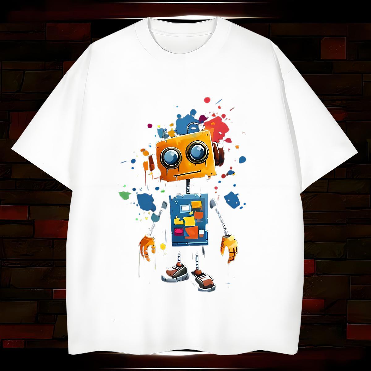 T-Shirts for Men 230g Pure Cotton painting Street wear Hip Hop Breathable Soft Custom Big Size Tshirts DIY Customized Loose Fit Top Tees