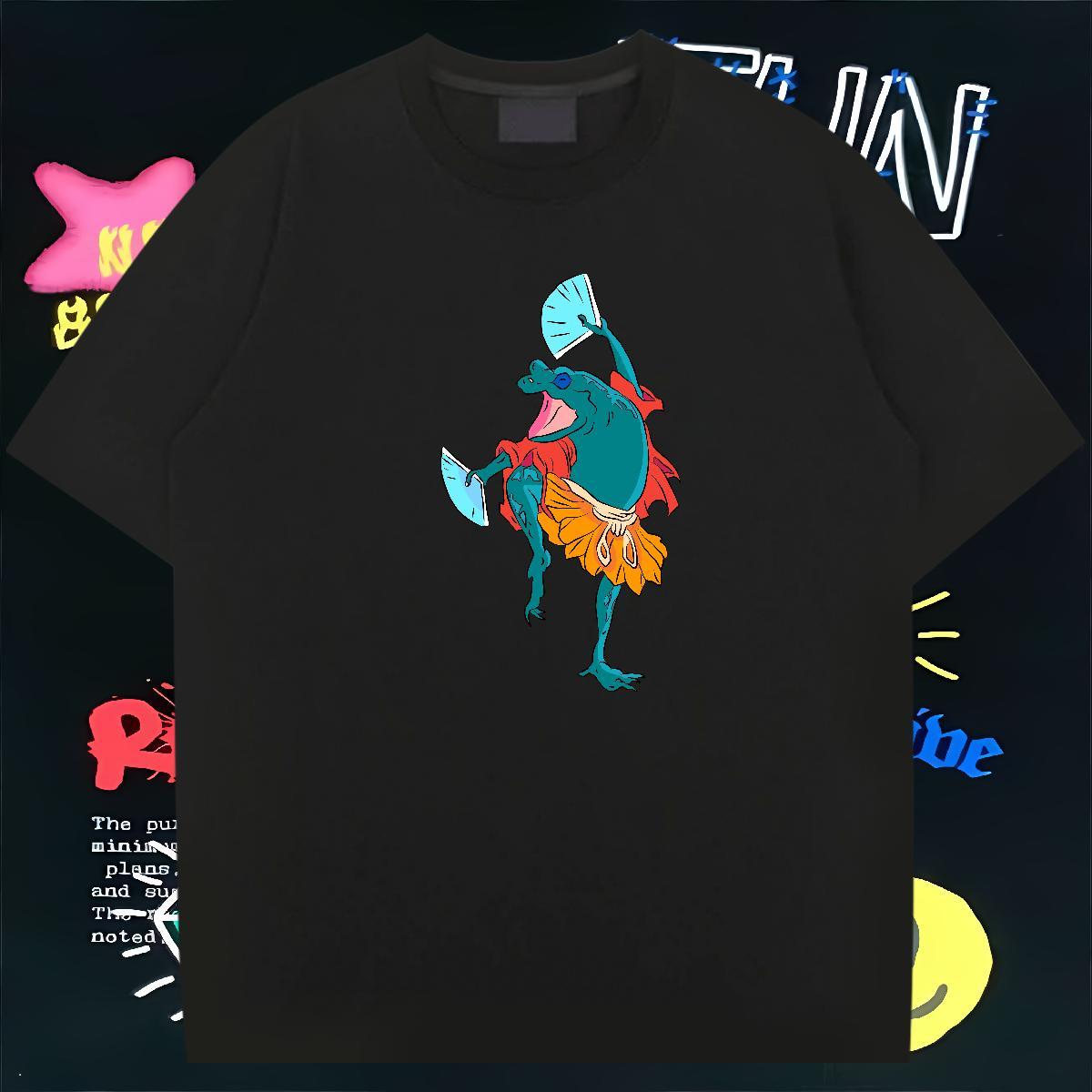 2024 New Man T Shirts 230g 100% Cotton Frog Street Wear Clothes Short Sleeve Soft Free Shipping Men Tees Floral Print