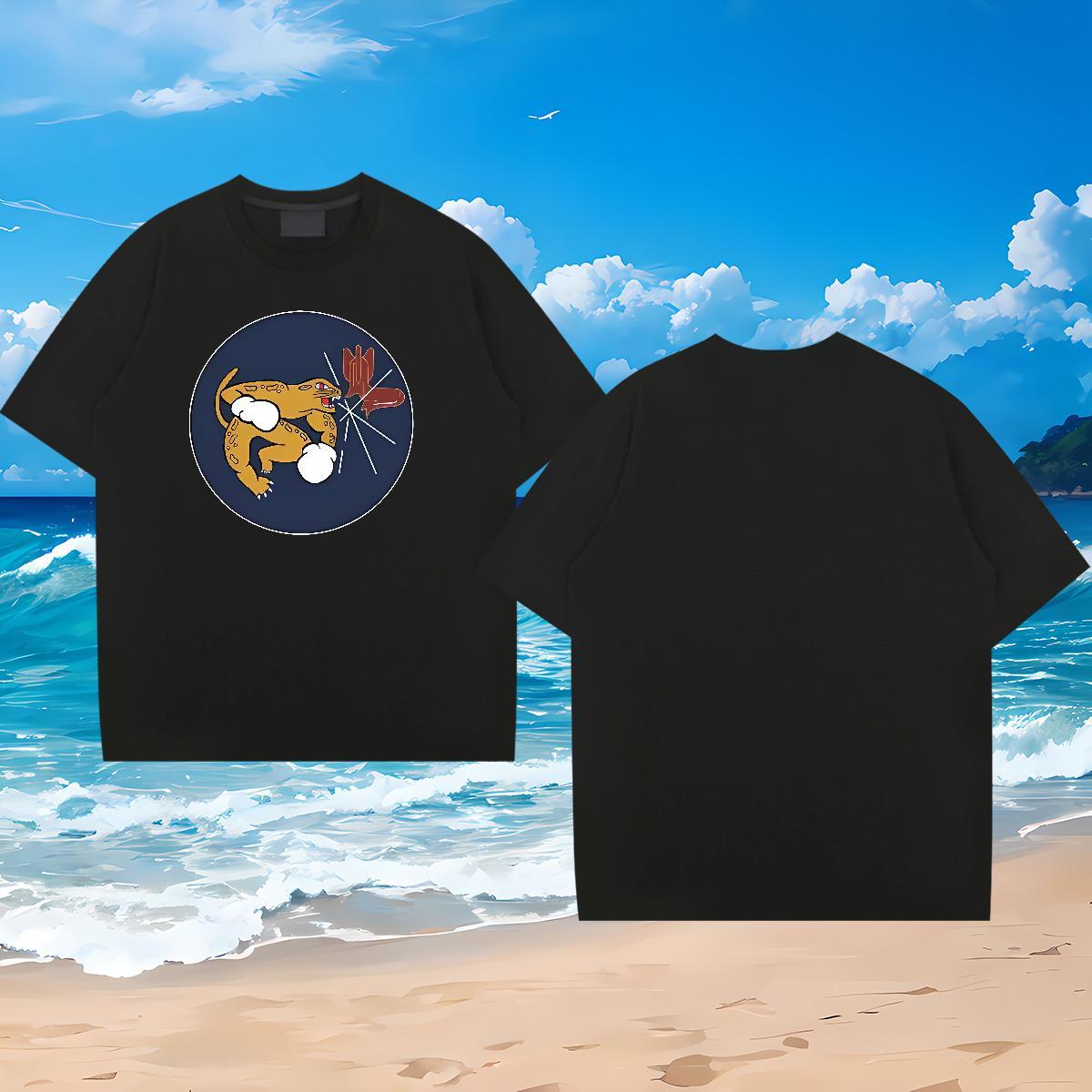 Customized Mens T Shirts 230g 100% Cotton ferocity Street Tops Tees Crew Neck Breathable Designer Men Tops Tees Black White