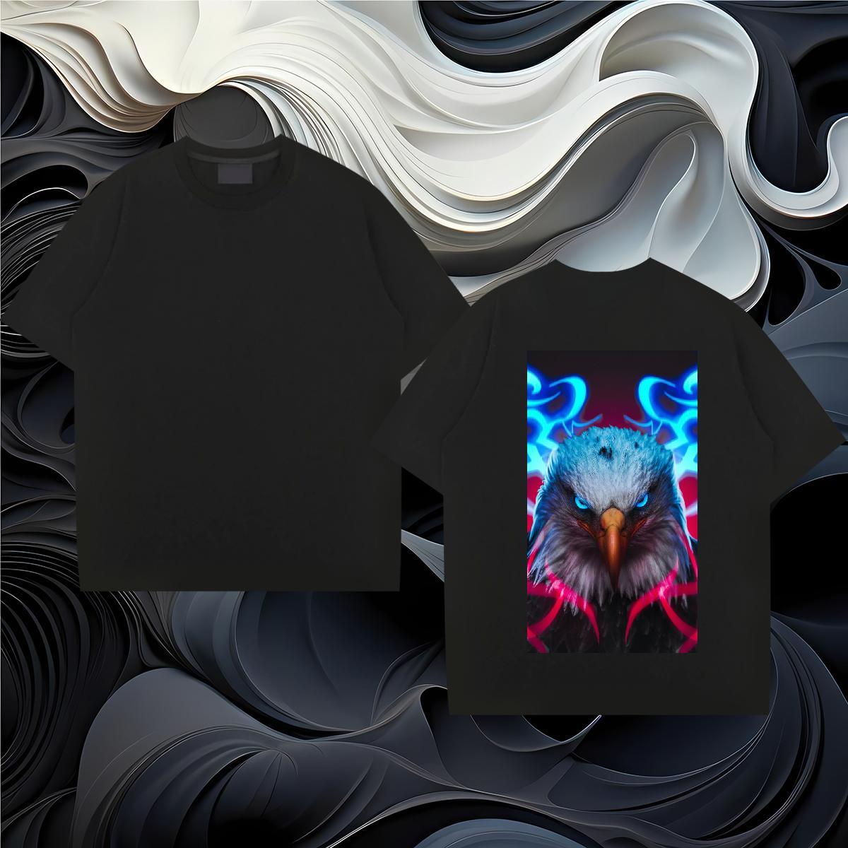 Fashion Casual Mens T Shirts 230g Cotton eagle Beach Wear O-Neck Short Sleeve Loose Tshirt for Man Woman Plus Size Cartoon