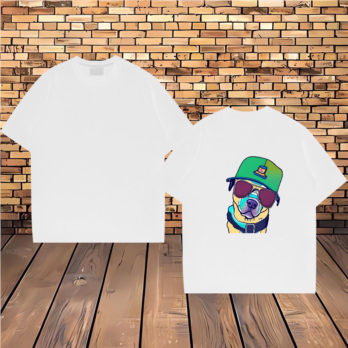 Designer Fashion T-Shirts for Men 230g Cotton dog High Street Hip Hop Clothings Short Sleeve Soft Cool Design Men Clothes T-Shirt Oversized 3XL 4XL