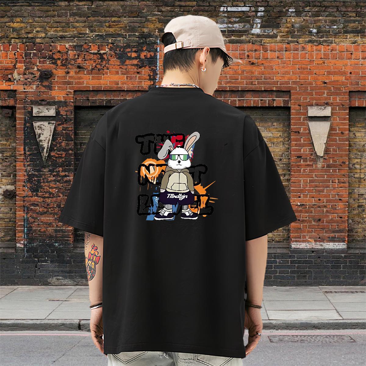 New Designer T shirt 230g 100% Cotton rabbit Street wear Hip Hop Tops Short Sleeve O-Neck Cool Men Clothes T-Shirt Custom Cartoon