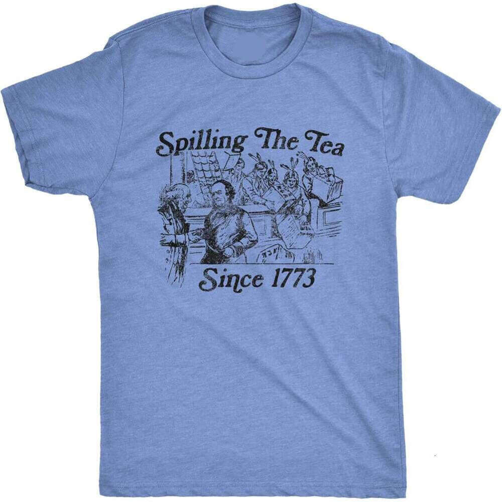 Fashion T shirts Mens Spilling The Tea Since 1773 Tshirt Funny US History Boston Party Graphic Tee tshirt Summer clothes Casual tops Free shipping Fre