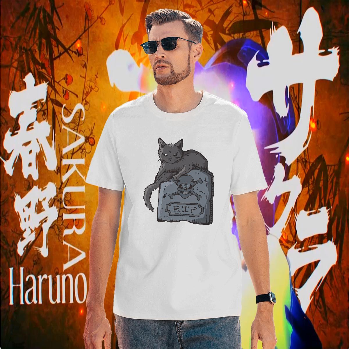 T Shirt For Man 230g Cotton cat Home Outdoor Breathable Crew Neck Floral Print Men Tees 2024 Summer Unisex Tops Tees