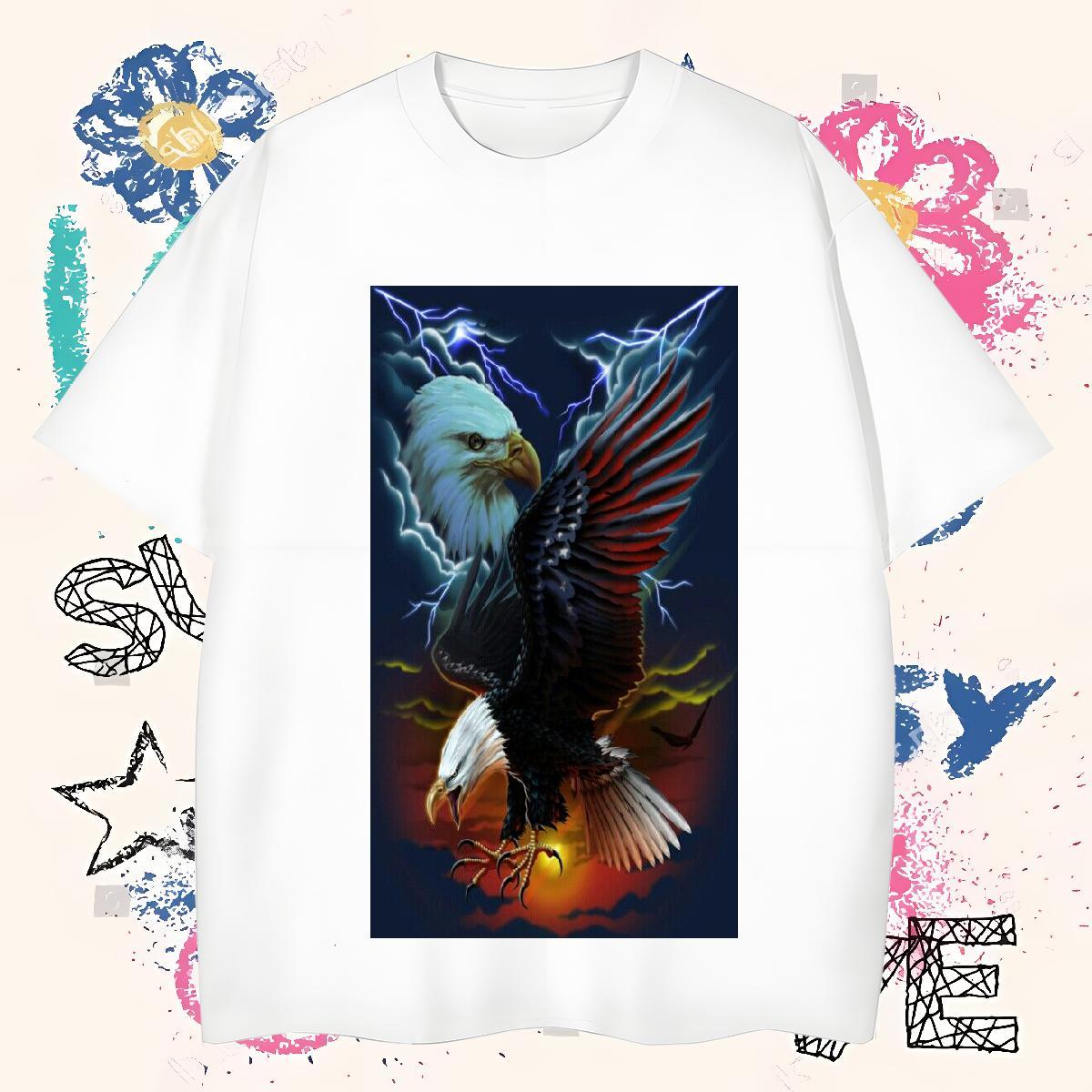 Wholesale T Shirt For Man 230g Pure Cotton eagle Summer Casual Tops Breathable Short Sleeve Popular Men Clothes T-Shirt DIY