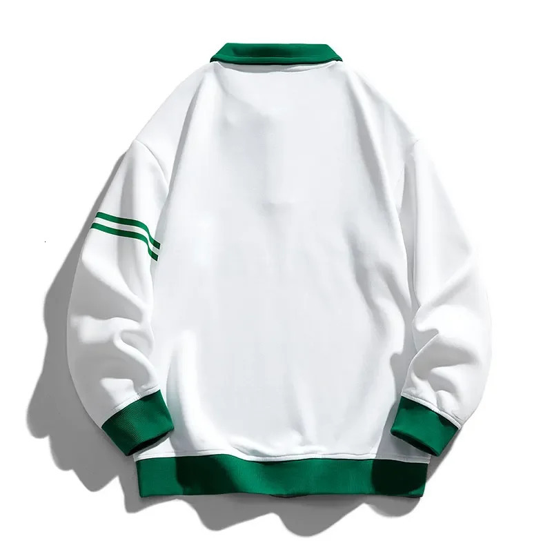 Men Oversized Contrasting Colors Lapel Sweatshirt Spring Hip Hop Streetwear Sweatshirt Harajuku Baseball Uniform Hoodie Men 240806