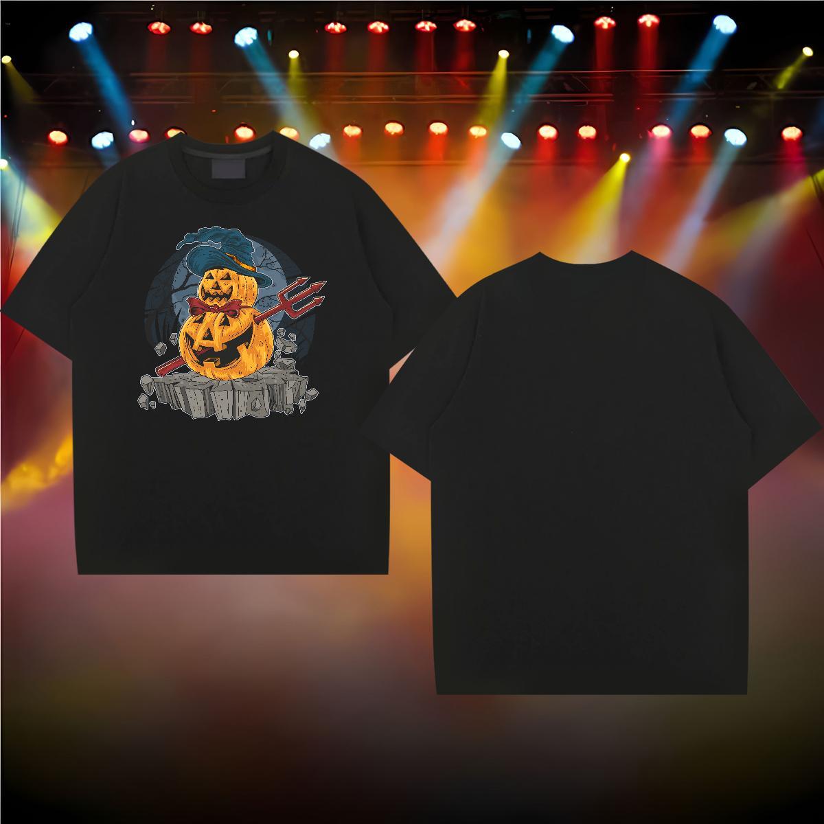 Classic T shirt 230g Pure Cotton Halloween Sport Tops Shirt Crew Neck Breathable Wholesale Men Clothes T-Shirt Cartoon Print