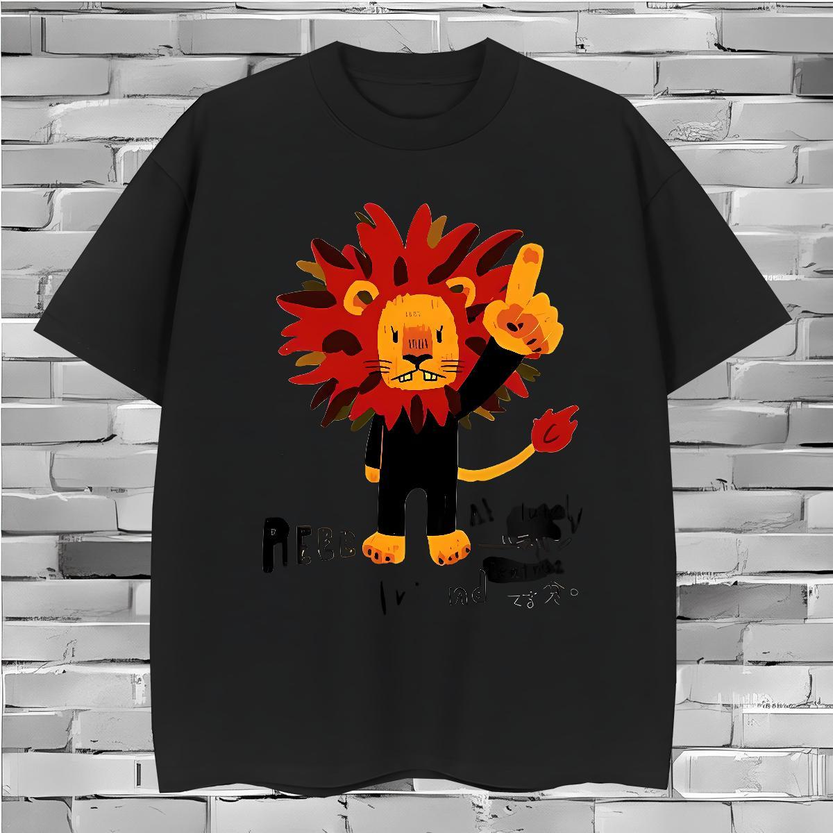 T-Shirts 230g Pure Cotton lion Casual Daily Wear Breathable Short Sleeve Floral Print Men Clothes T-Shirt Factory Direct Unisex Tshirts
