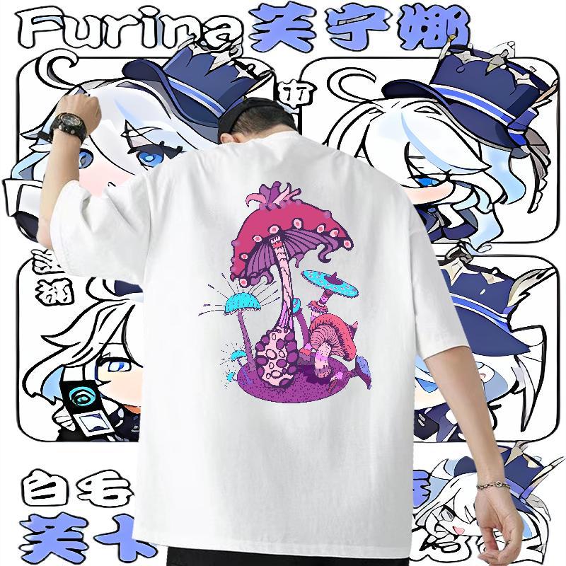 Factory Direct Man T Shirts 230g Pure Cotton mushroom Beach Tees Breathable Short Sleeve Designer Couples T Shirts White Plus Size