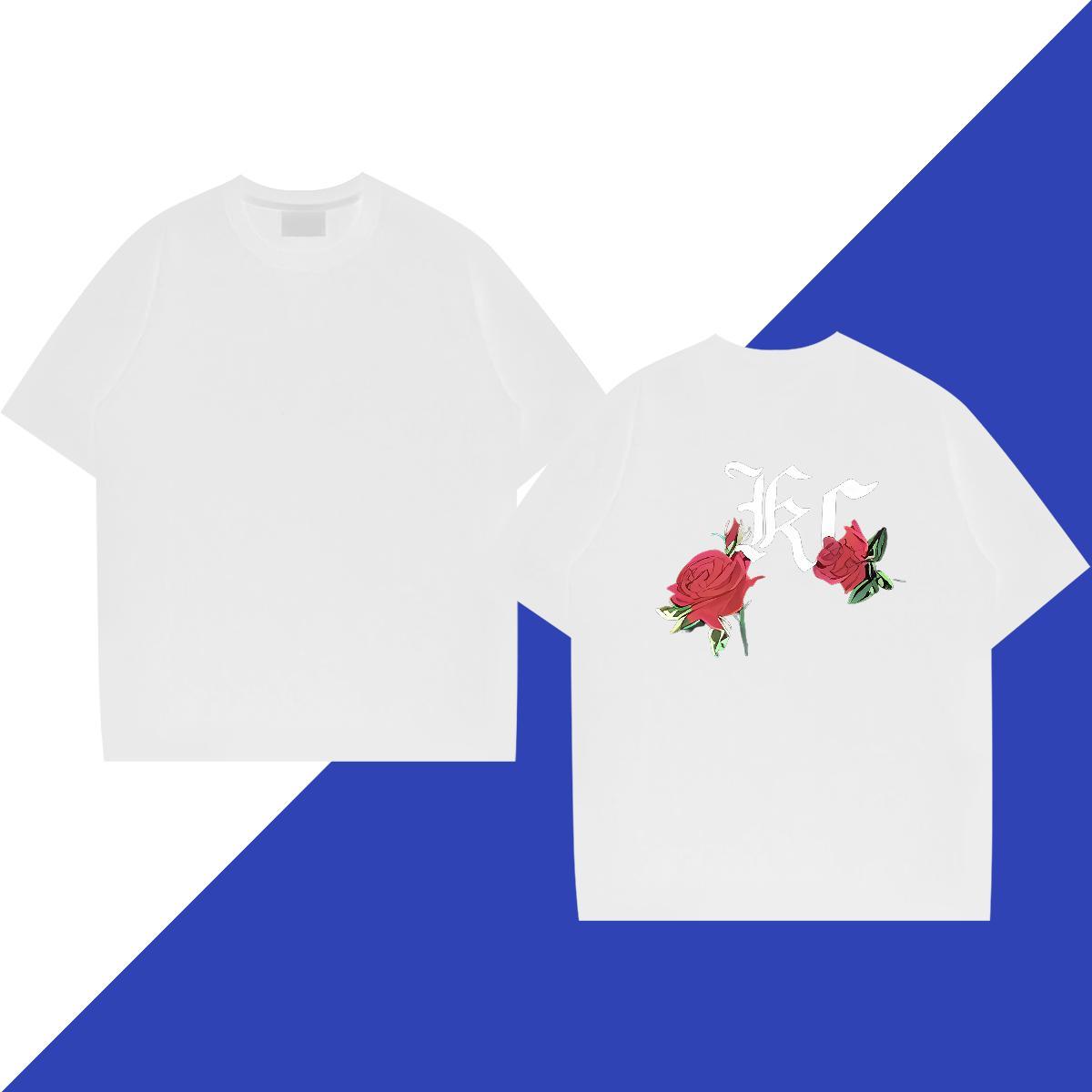 New Designer T-Shirts for Men 230g 100% Cotton ROSE Beach Clothes Breathable Unisex Mens Tshirts Custom Print Oversized