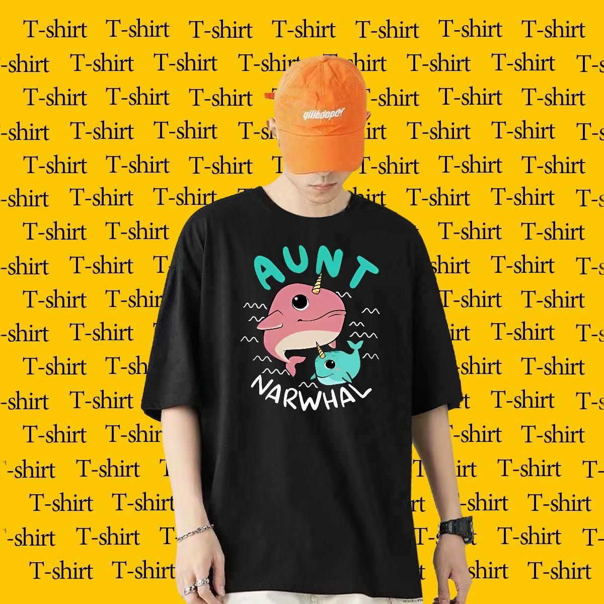Factory Direct T Shirts Men 230g Pure Cotton dolphin Street Wear Clothings Short Sleeve Soft Loose Fit Tshirts Cartoon Printing L-4XL