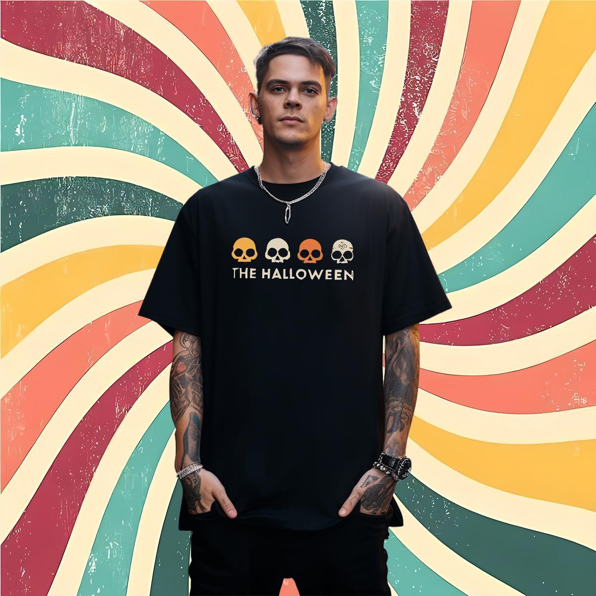 Casual New T Shirts Men 230g 100% Cotton halloween Sport Clothes Breathable Crew Neck Loose Tshirts Oversized 3XL 4XL