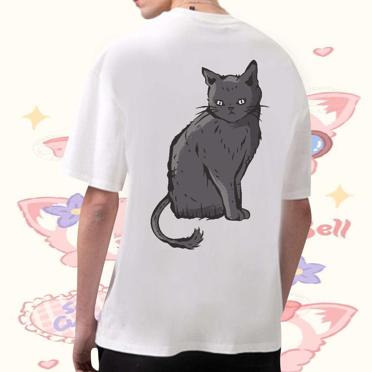 Designer Fashion T-Shirts for Men 230g Pure Cotton cat Sport Tees Shirts Crew Neck Free Shipping Couples T Shirts Graphic