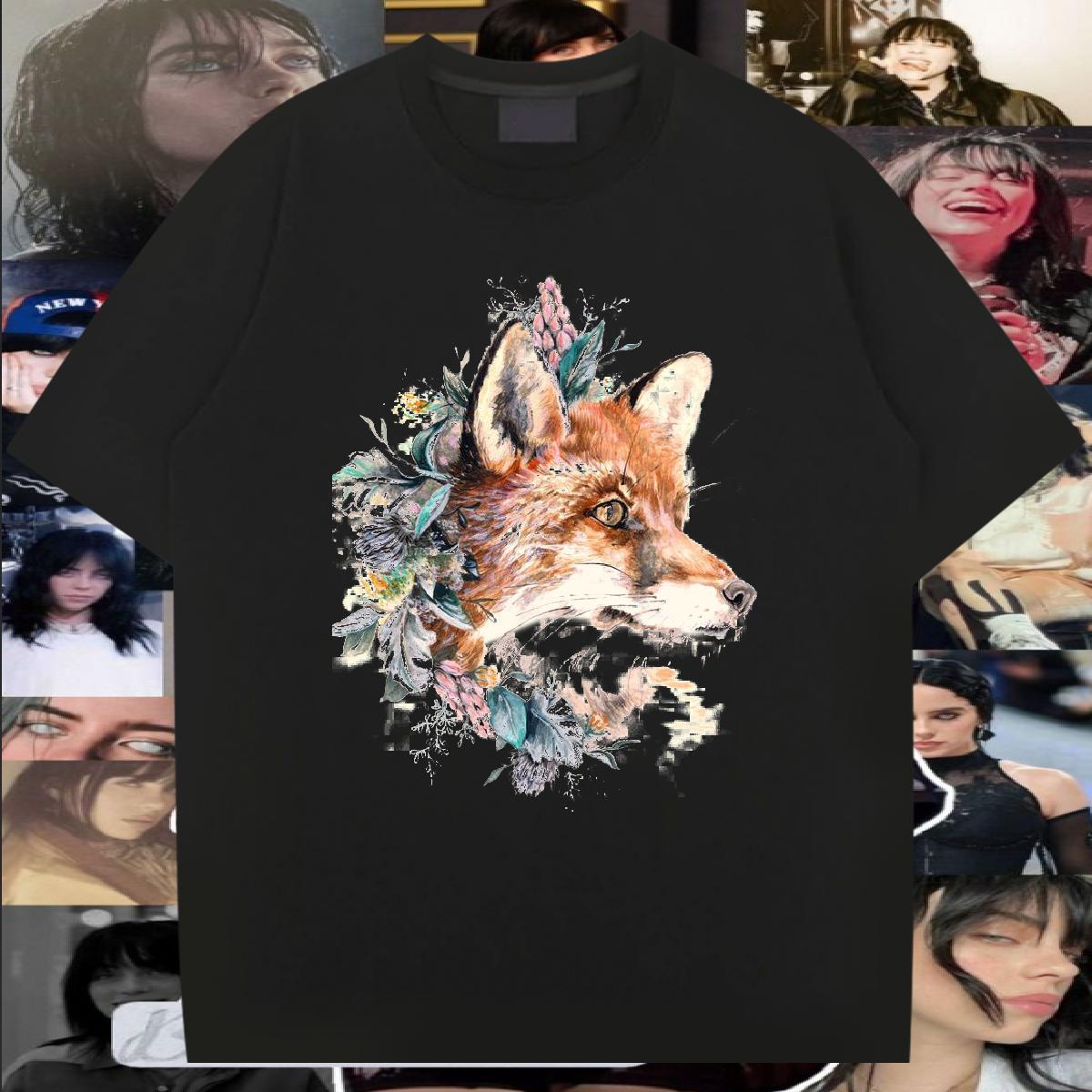 Stylist T Shirts Men 230g Cotton fox Daily Outfit Top Tees Breathable Crew Neck Comfortable Tshirt for Man Woman DIY Anime