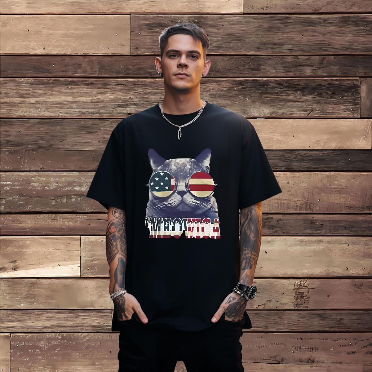 T Shirt For Man 230g Pure Cotton cat Spring Summer Breathable DIY Anime Tshirt for Man Woman New Arrival Popular Clothes