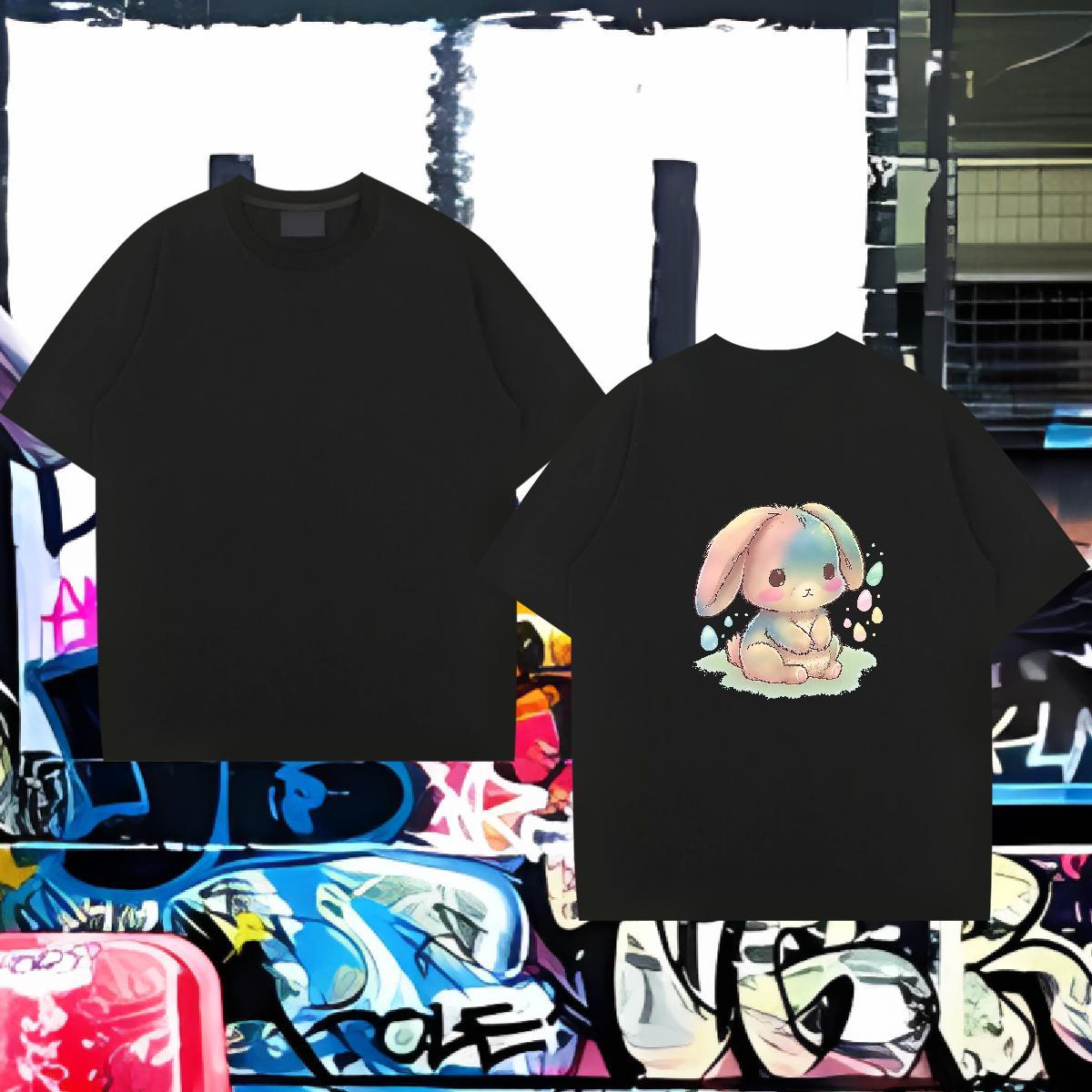 Fashion New Men T Shirts 230g 100% Cotton rabbit High Street Hip Hop Clothings O-Neck Short Sleeve Brand Mens Tshirts Skull