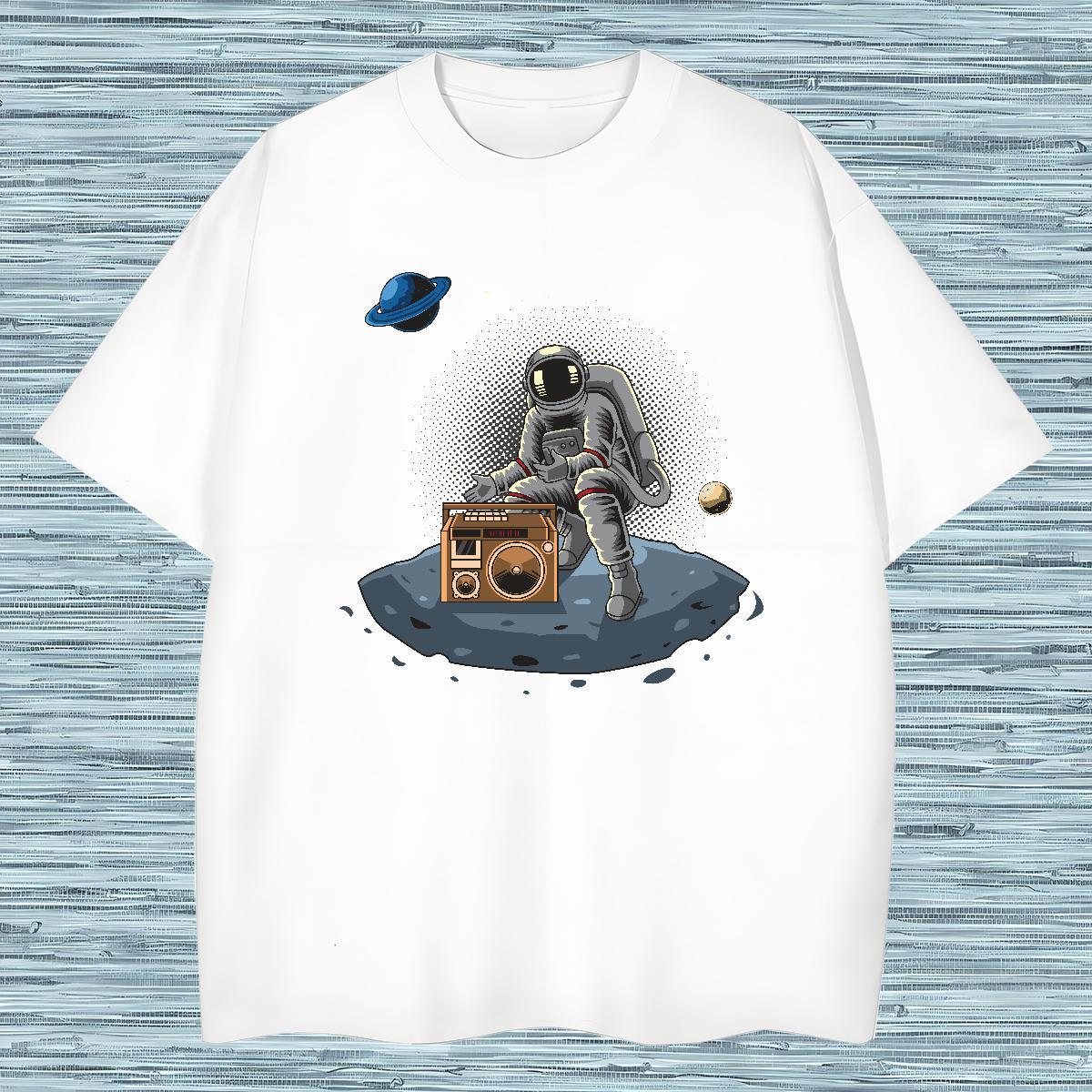 Mens T Shirts 230g Pure Cotton universe Spring Summer Breathable Crew Neck DIY Printed Tshirts Customized High Quality Tops Tees