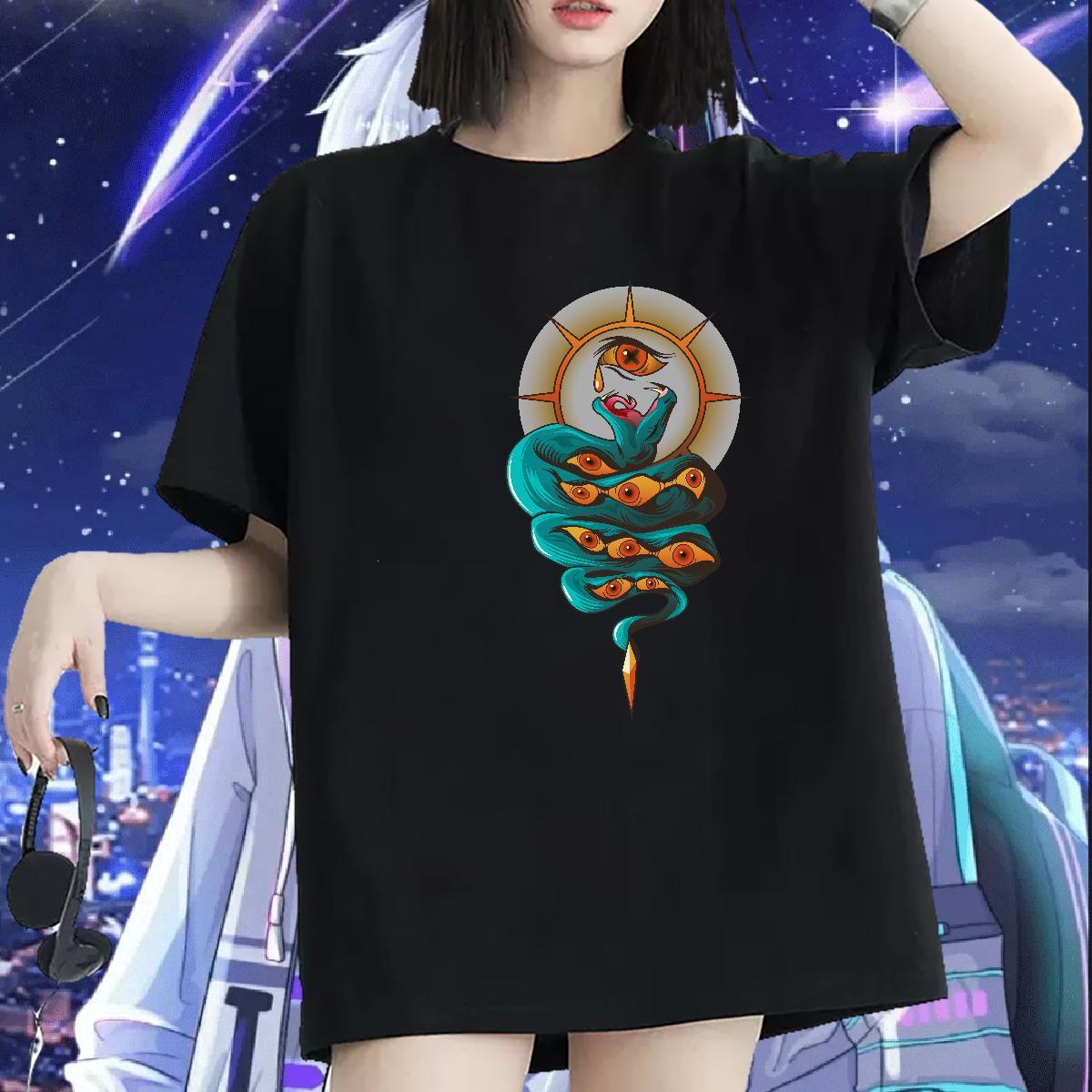 Designer T-Shirts Breathable Short Sleeve Lady T shirt Oversized snake Daily Outfit 230g 100% Cotton Fashion New Tops Shirt