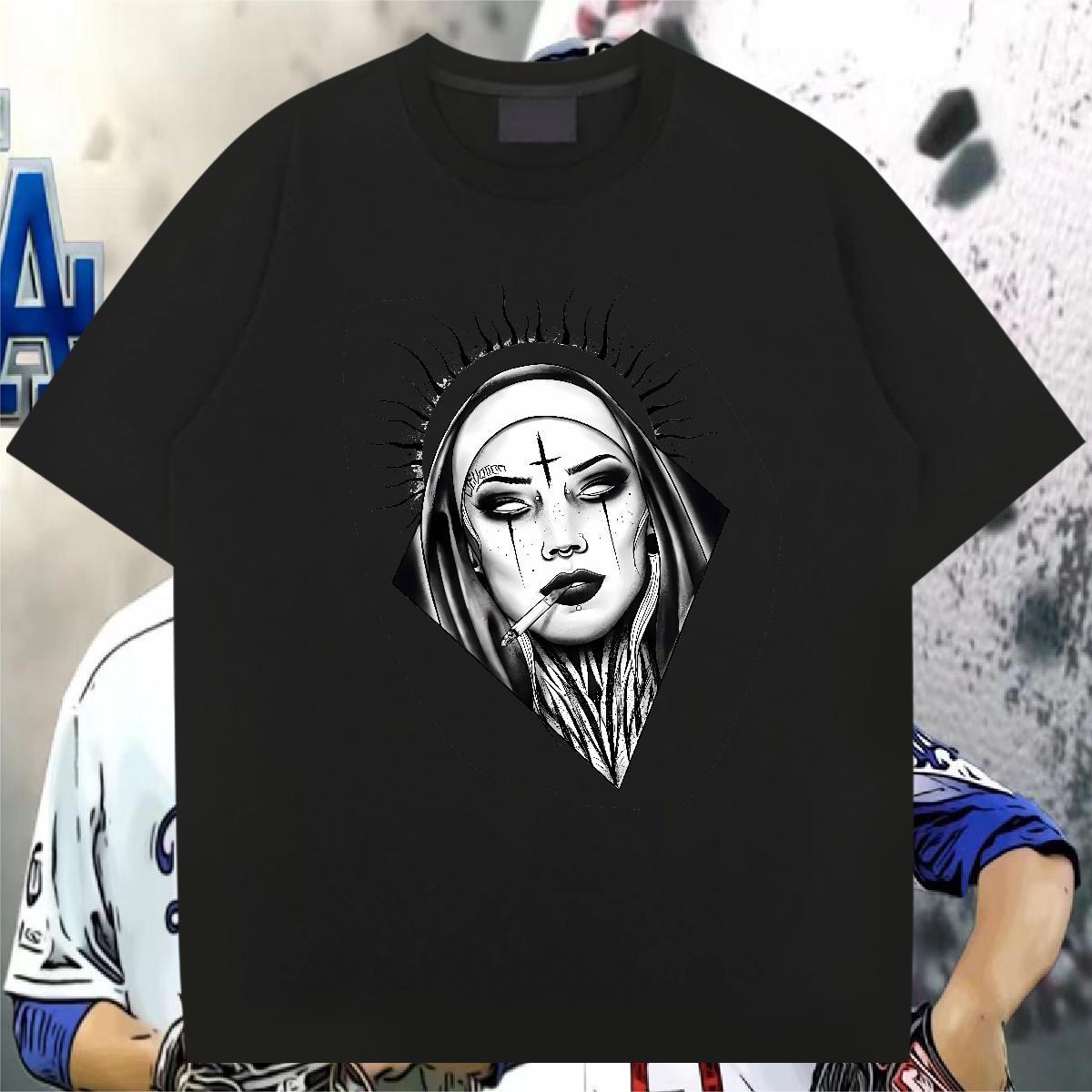 T-Shirts for Men 230g 100% Cotton nun Street wear Hip Hop O-Neck Short Sleeve White Plus Size Tshirts 2024 New Cool Tops