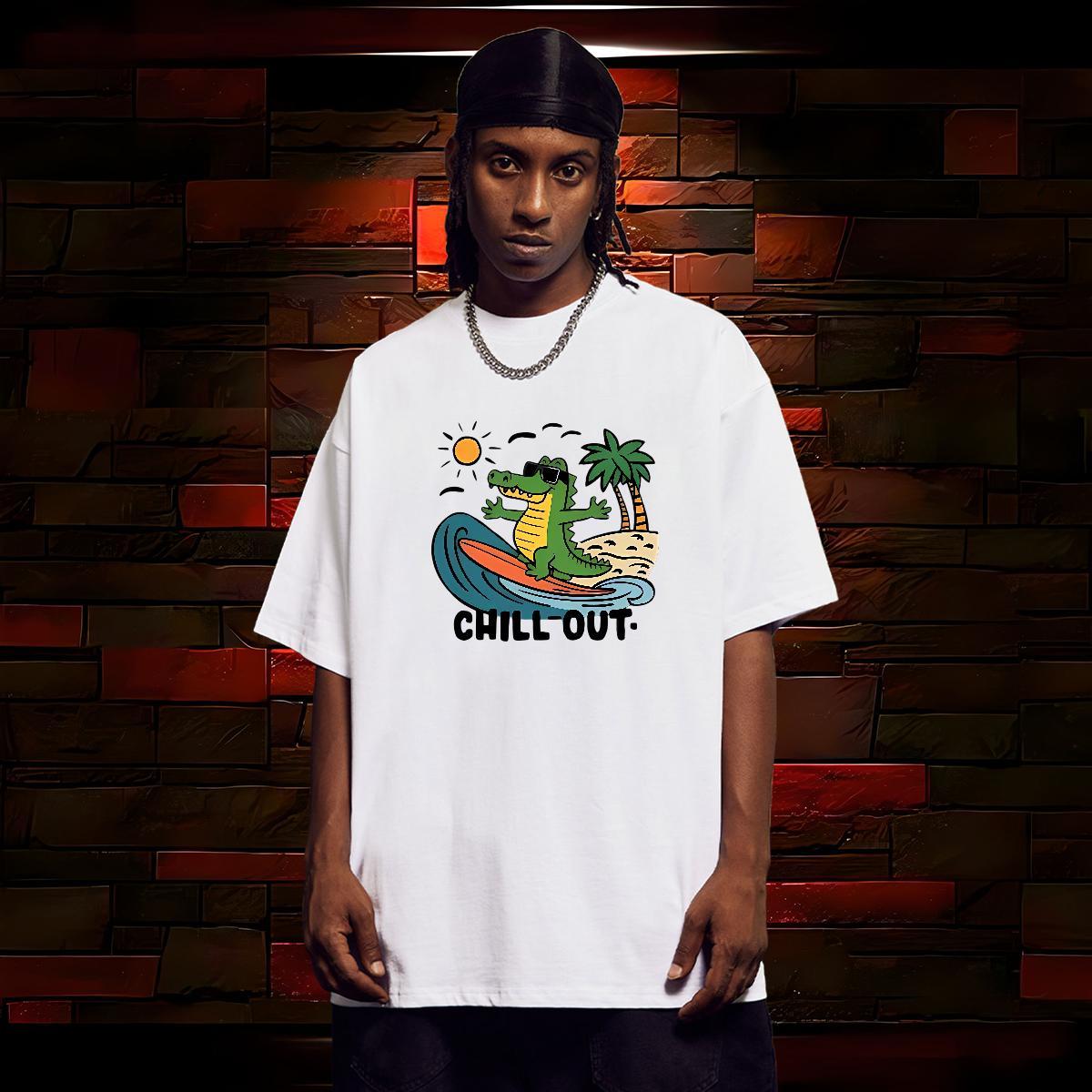 Mens T Shirts 230g 100% Cotton dinosaur Outdoor Breathable Short Sleeve DIY Printed Mens Tshirts Customized Wholesale Wear