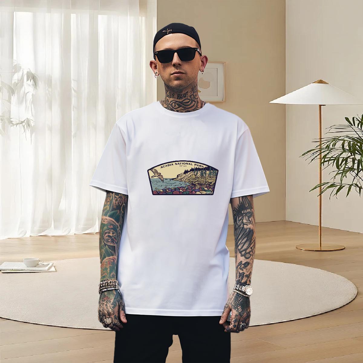 TOP Quality Couples T Shirts 230g Cotton Street mountains Oversized 4XL Short Sleeve Soft 2024 Summer Man T Shirts Tee Shirt