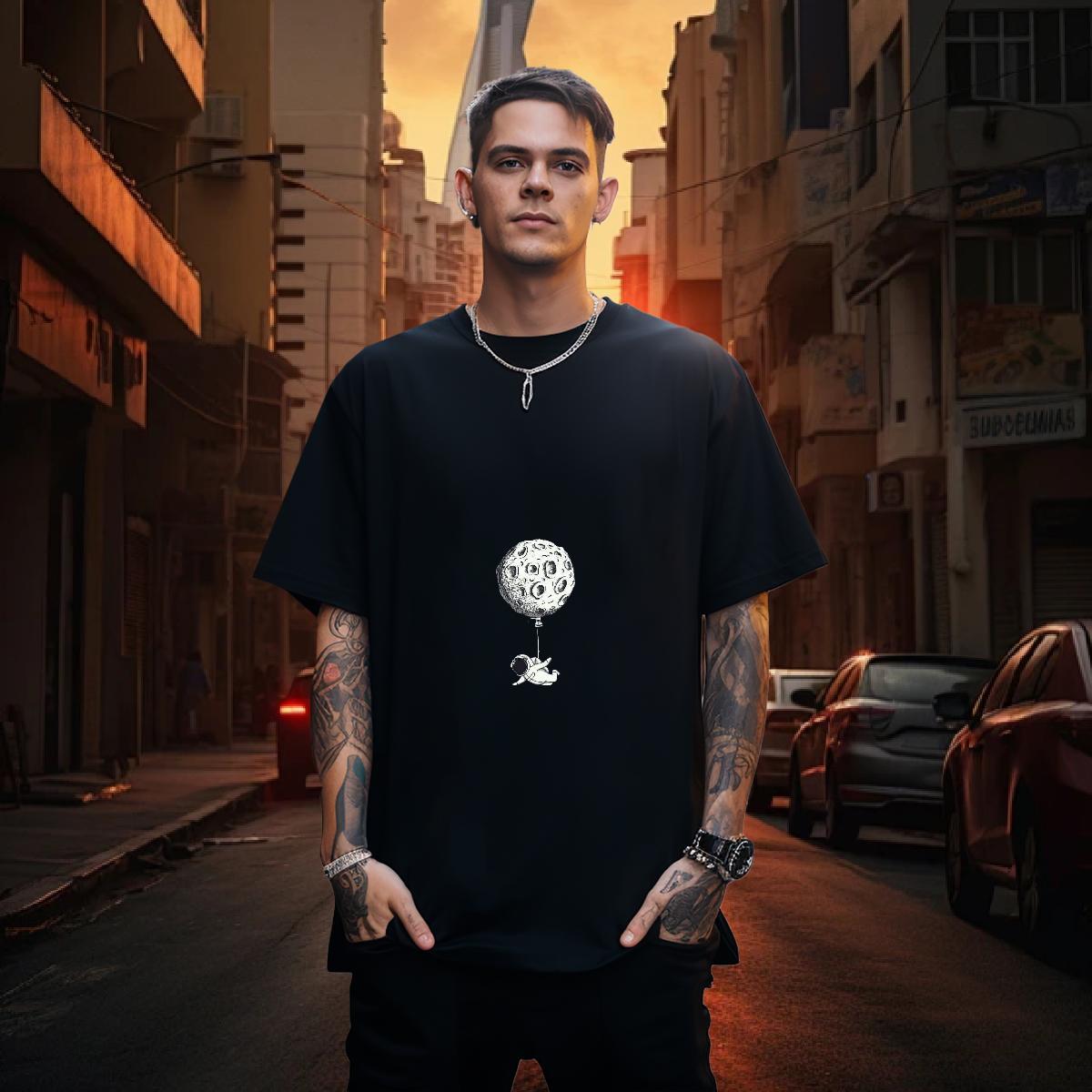 T-Shirts for Men 230g Cotton universe Daily Wear Breathable Short Sleeve Cartoon Printing L-4XL Tshirt for Man Woman Custom Classic Clothes