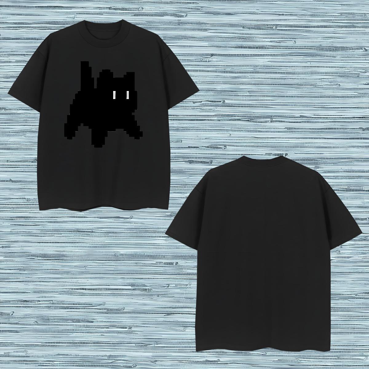 Brand Couples T Shirts 230g 100% Cotton cat T Shirt For Man Home Outdoor Breathable Short Sleeve Black Oversized DIY Tshirts