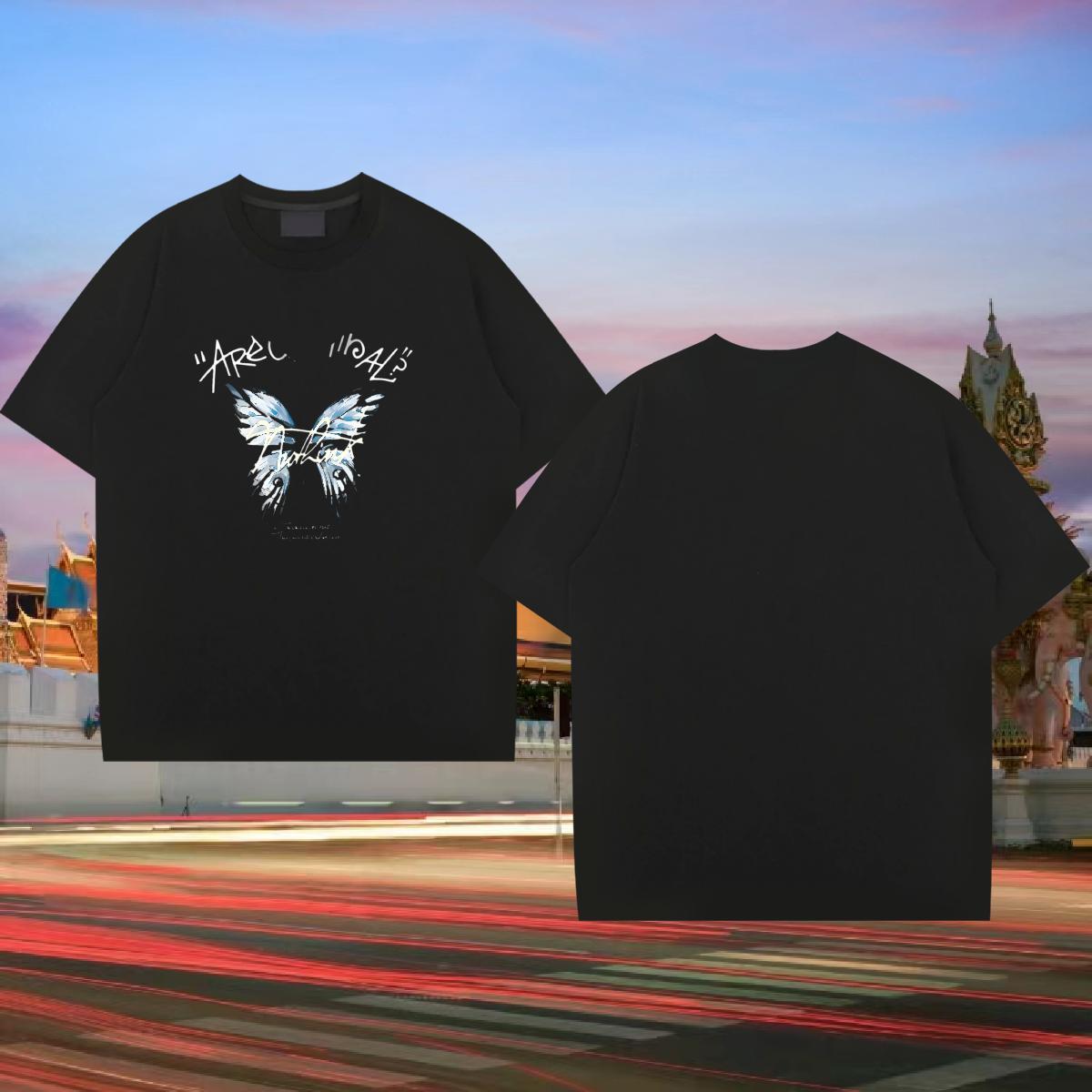 Free Shipping Men T Shirts 230g 100% Cotton Butterfly Casual Tops Pure Cotton Cool Men Tshirts DIY Anime