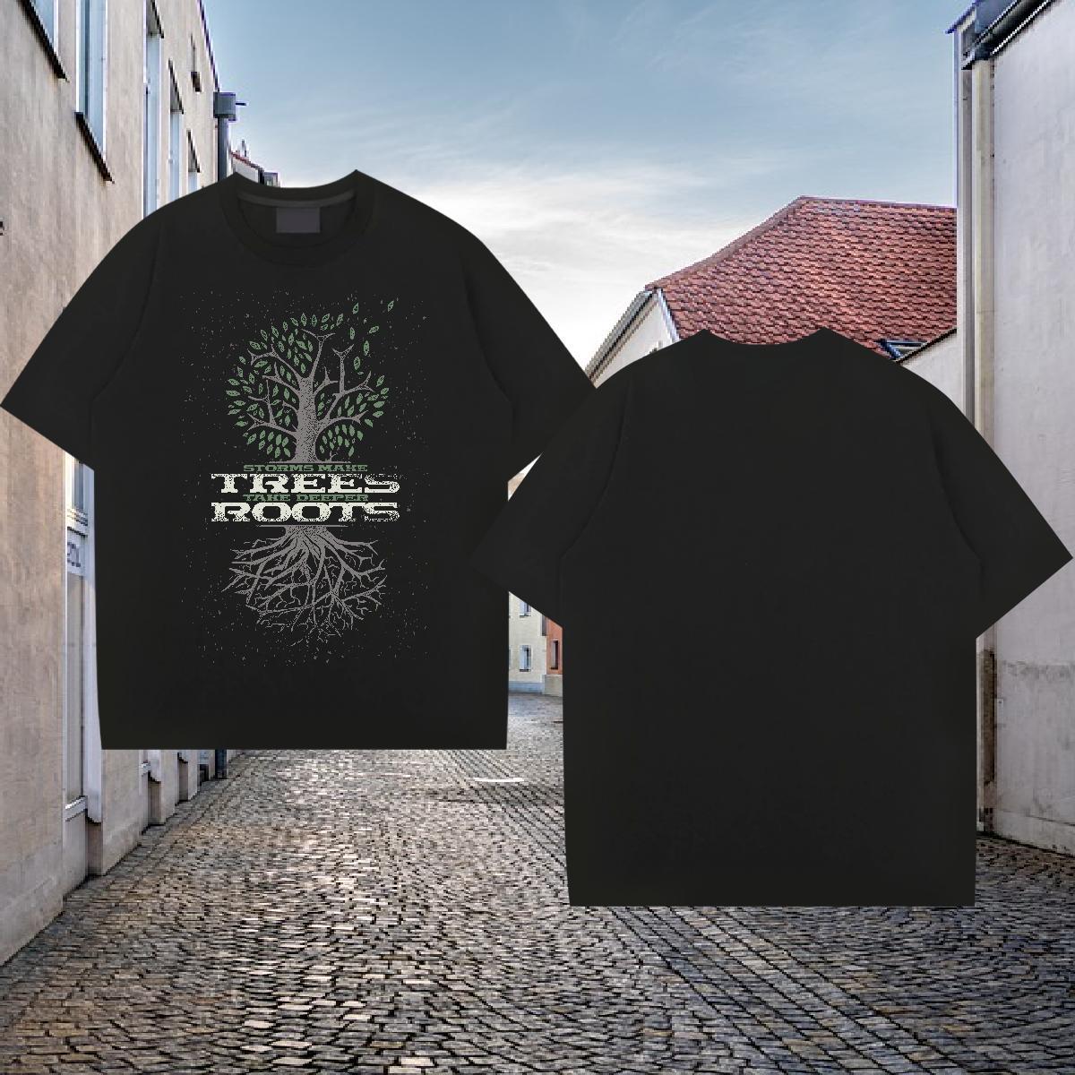 Custom Mens T Shirts 230g Cotton tree Daily Outfit Wear Crew Neck Loose Men Tees DIY Printed