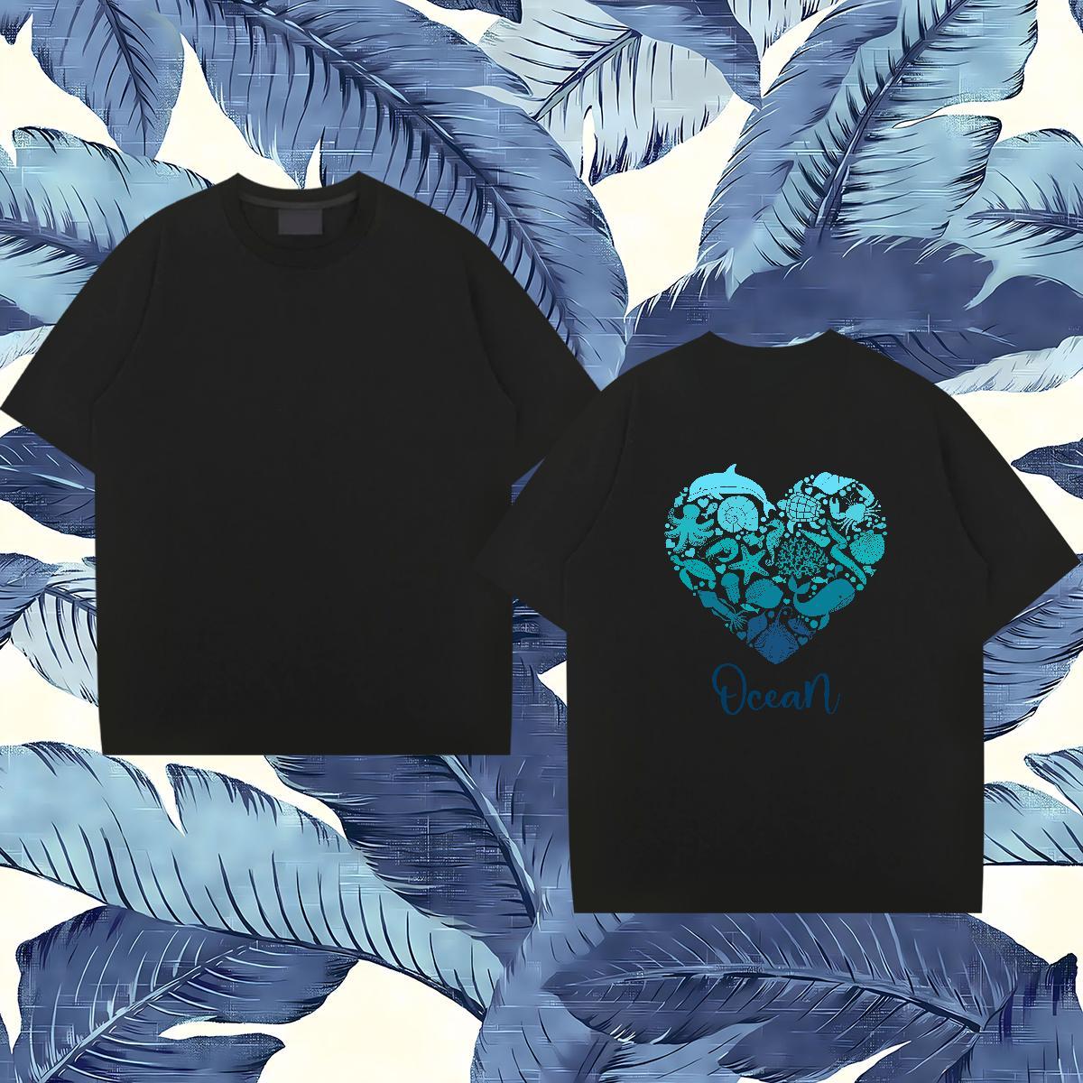 Brand Men Clothes T-Shirt 100% Cotton 230g fish T-Shirts Anime Printing Street Breathable Short Sleeve Custom Cartoon Fashion New Clothings