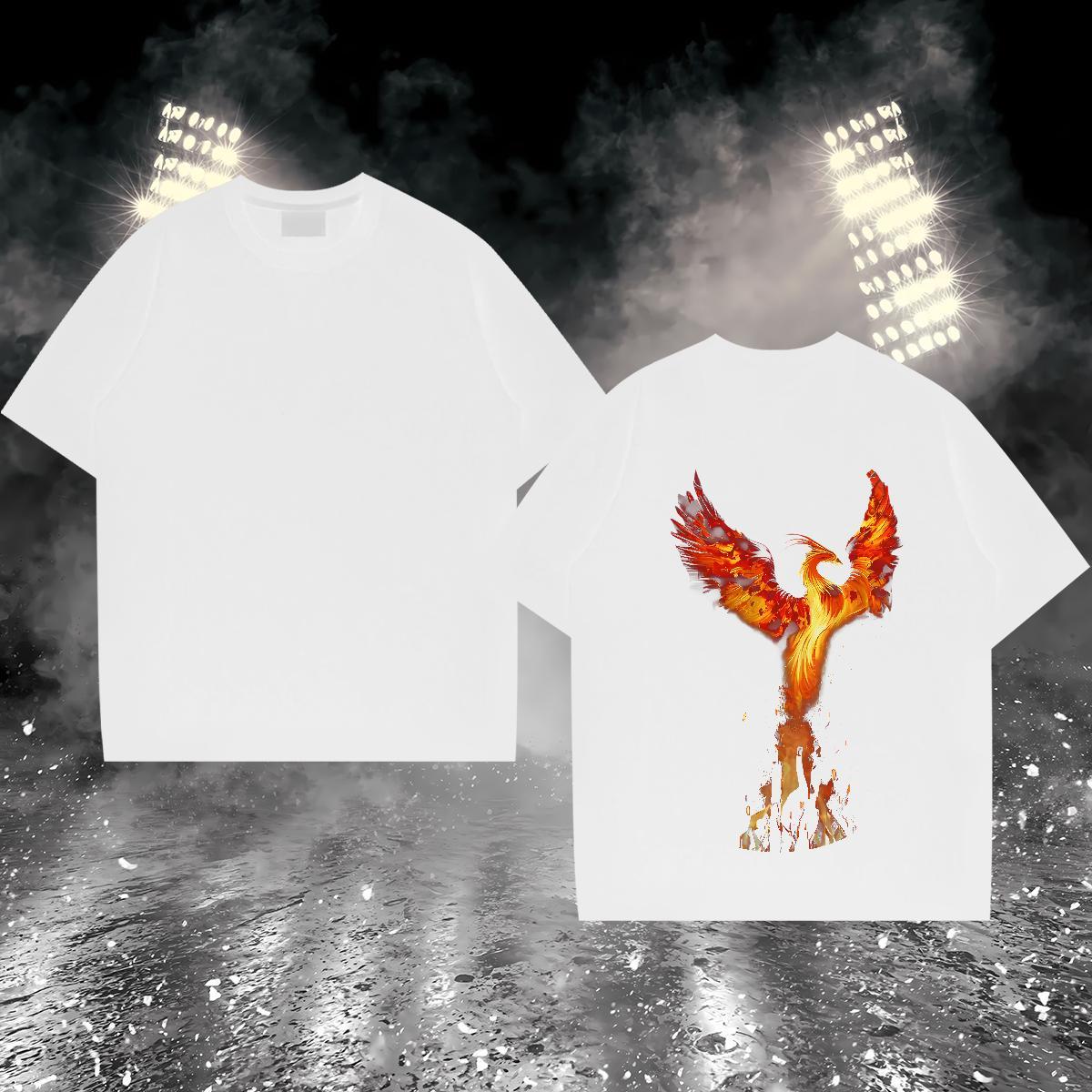 Fashion New T-Shirts for Men 230g 100% Cotton bird Street Polos Crew Neck Breathable Cool Men Tshirts Anime Print