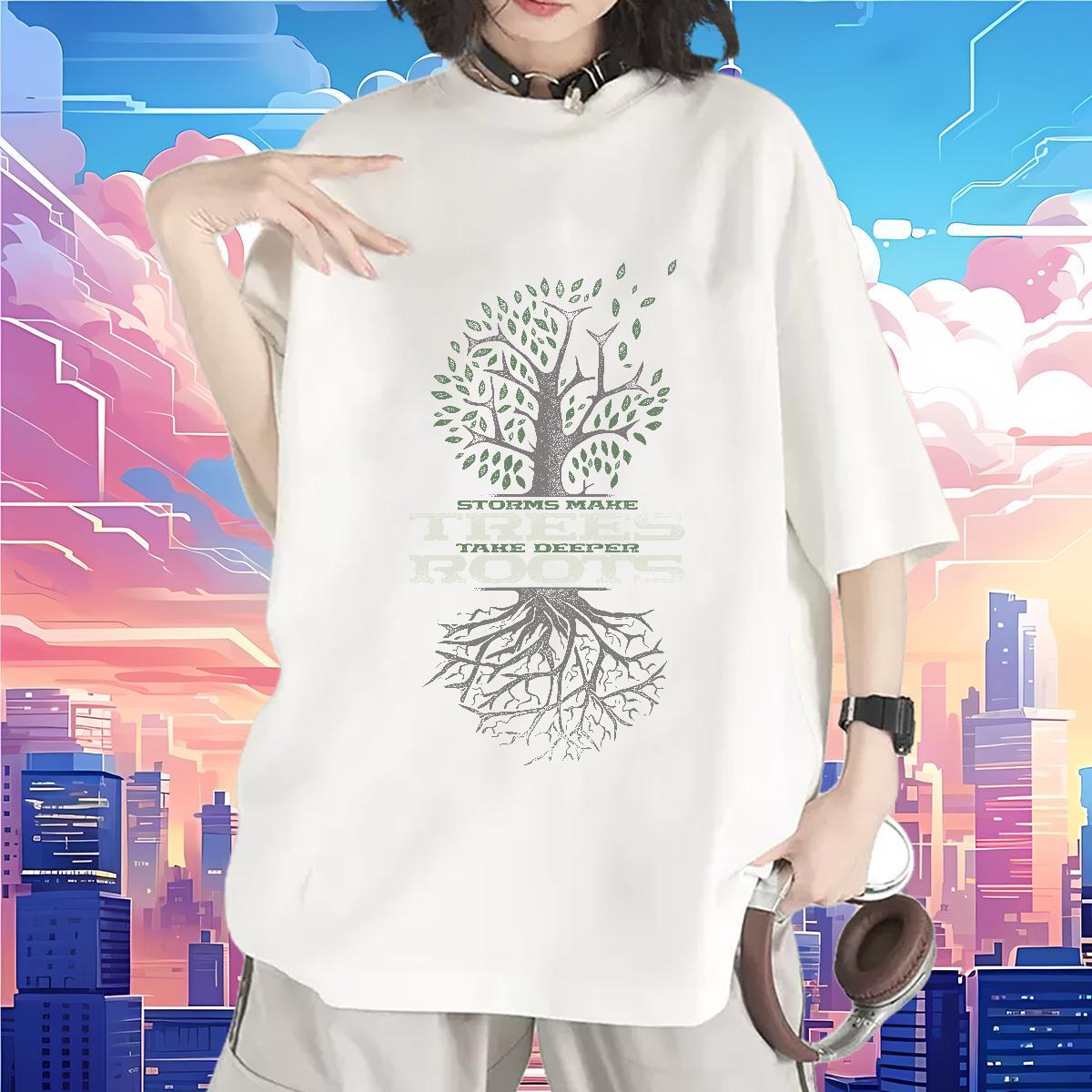 Lady T-Shirts for Women Breathable Short Sleeve Lady T shirt Custom Printed tree Summer Casual 230g Pure Cotton Brand Tops Tees