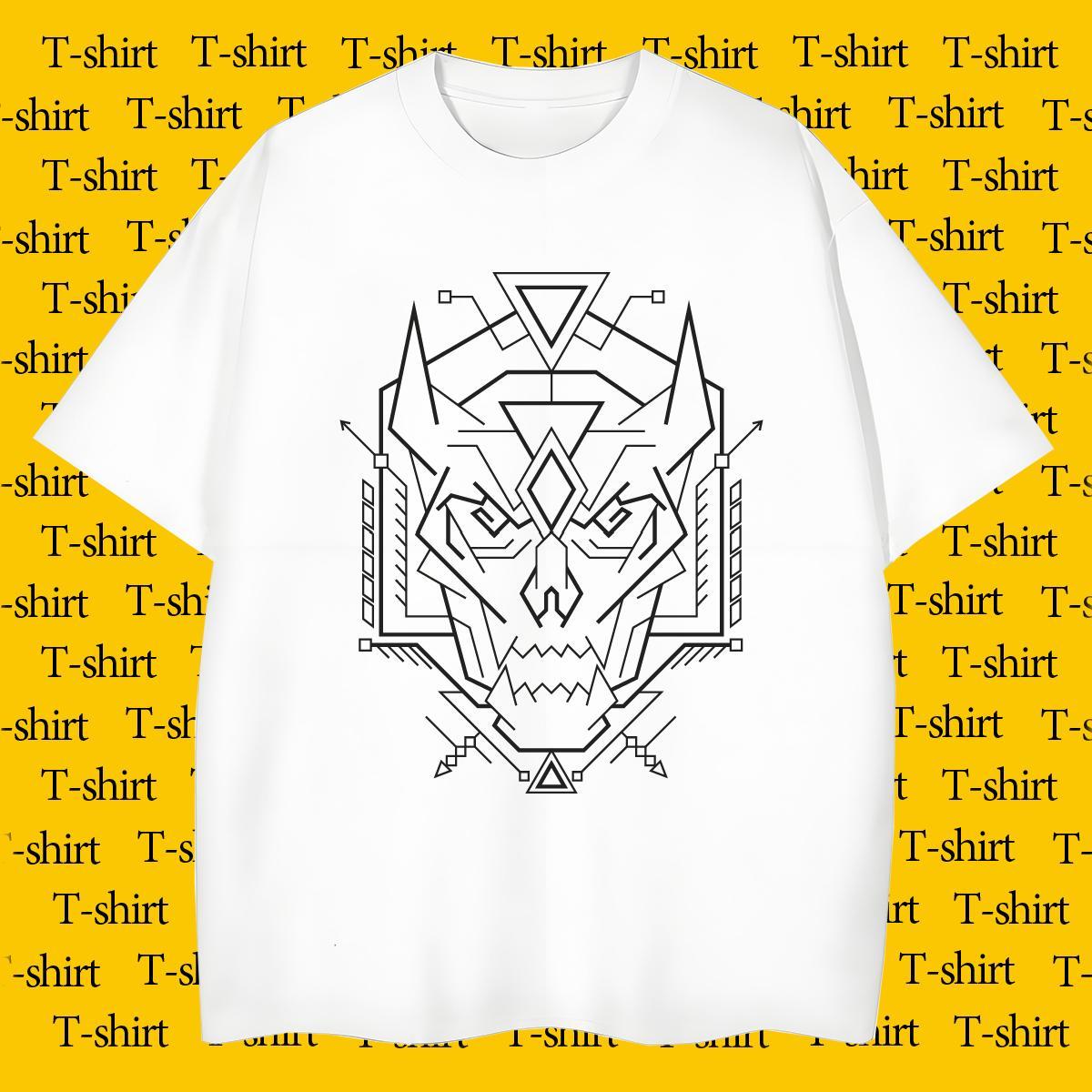 Men T Shirts 100% Cotton 230g Geometric line Casual Breathable Crew Neck Custom Printed Tshirt for Man Woman Designer Soft Wear