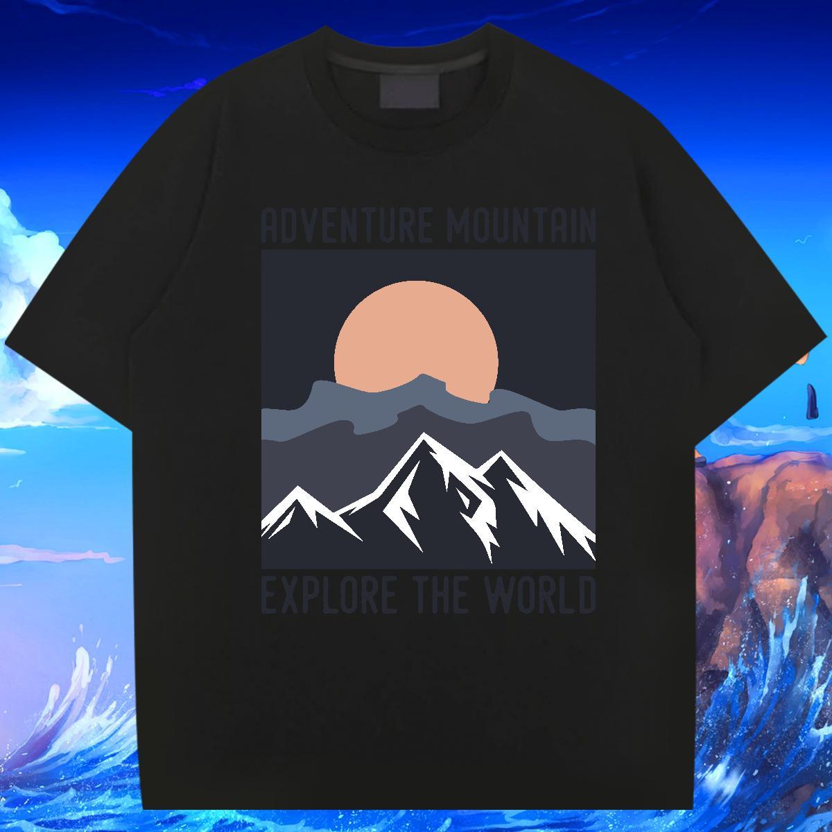 Wholesale Couples T Shirts 230g Cotton Anime Printing Street mountains Cartoon Printing L-4XL Short Sleeve Soft DIY T Shirt For Man Clothes