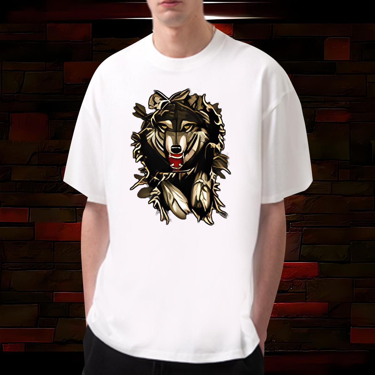 Men T Shirts 230g Pure Cotton wolf Summer Casual Crew Neck Breathable DIY Printed Men Tshirts 2024 Designer Cool Clothes