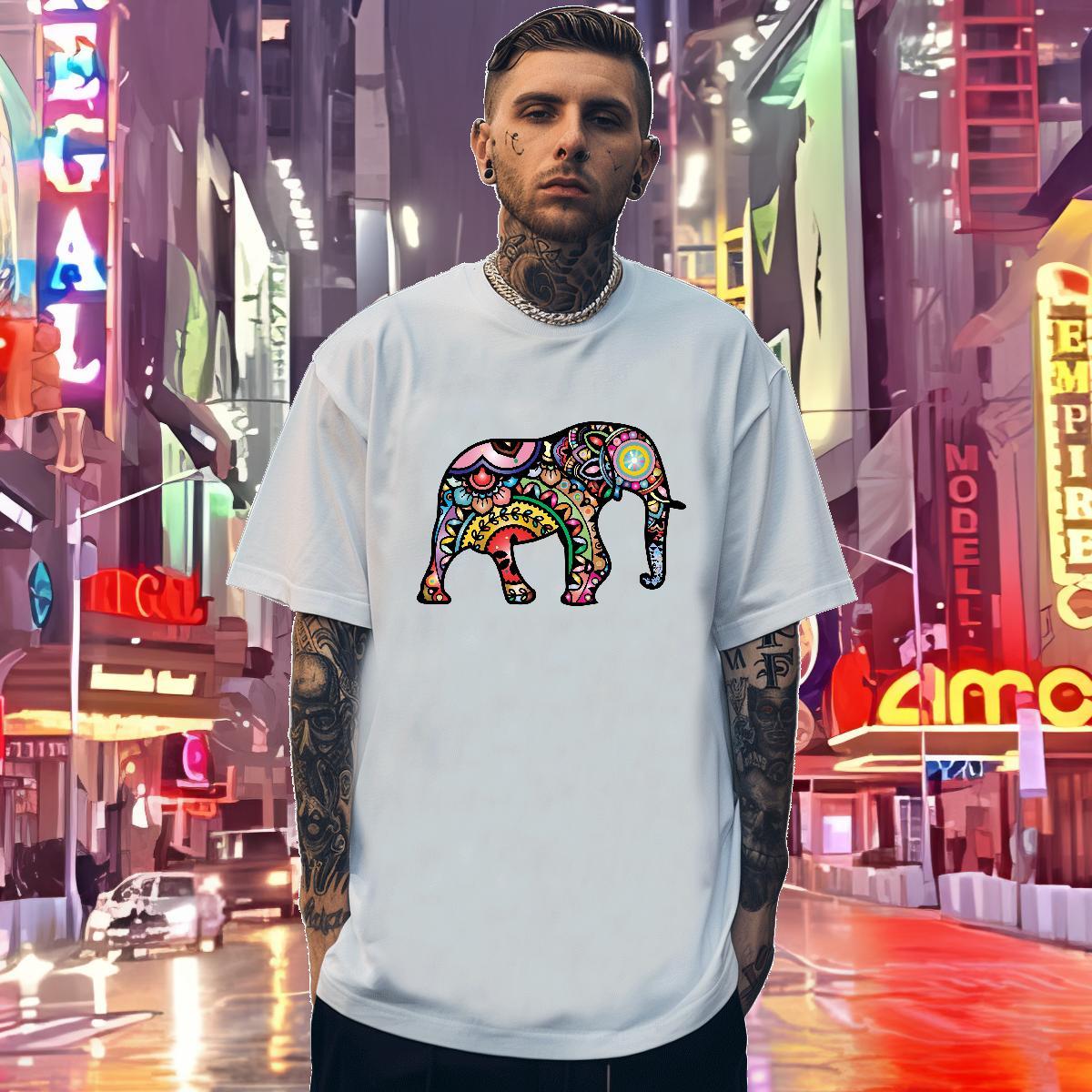 Mens T Shirts 100% Cotton 230g Elephant Sport Breathable Crew Neck Skull Men Tshirts Classic TOP Quality Clothings