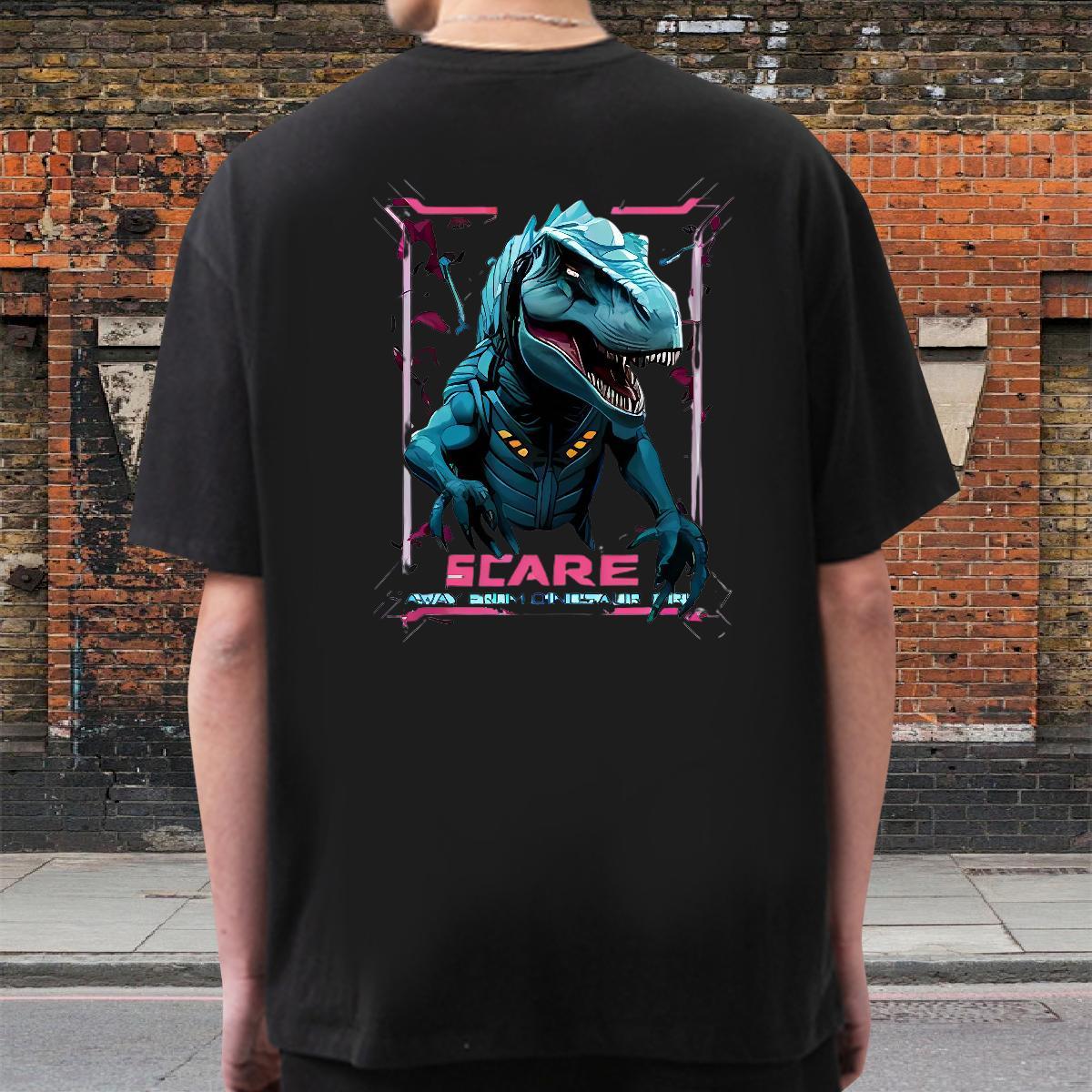 Wholesale Men Tshirts 230g 100% Cotton dinosaur Men T Shirts Summer Casual Short Sleeve O-Neck Custom Print Oversized Casual New Tee Shirt