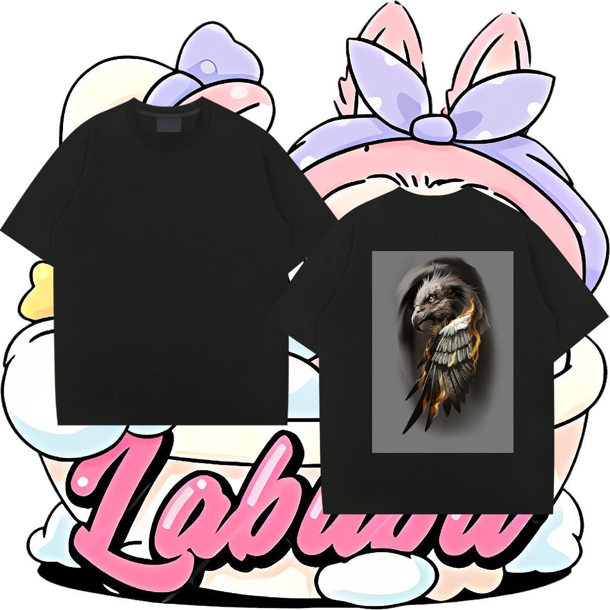 Fashion Casual T Shirt For Man 230g 100% Cotton eagle Anime Printing Street Tees Shirts Crew Neck Soft Couples T Shirts Custom Cartoon
