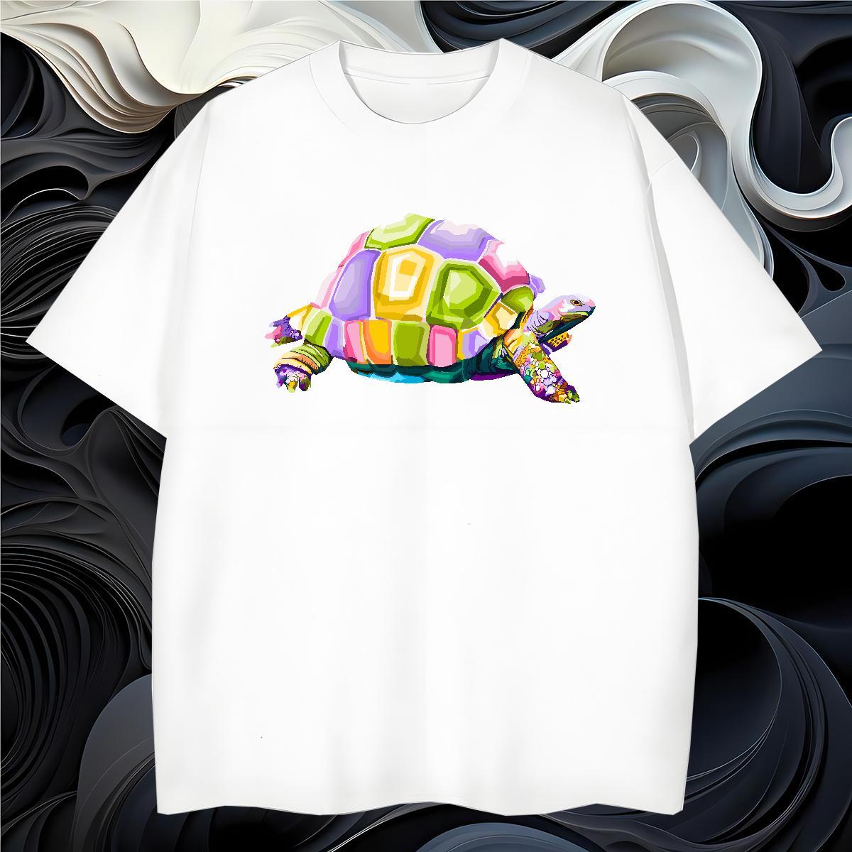 Mens T Shirts 100% Cotton 230g tortoise Hip Hop Breathable Oversized 3XL 4XL Mens Tshirts 2024 Summer Loose Tees Shirts
