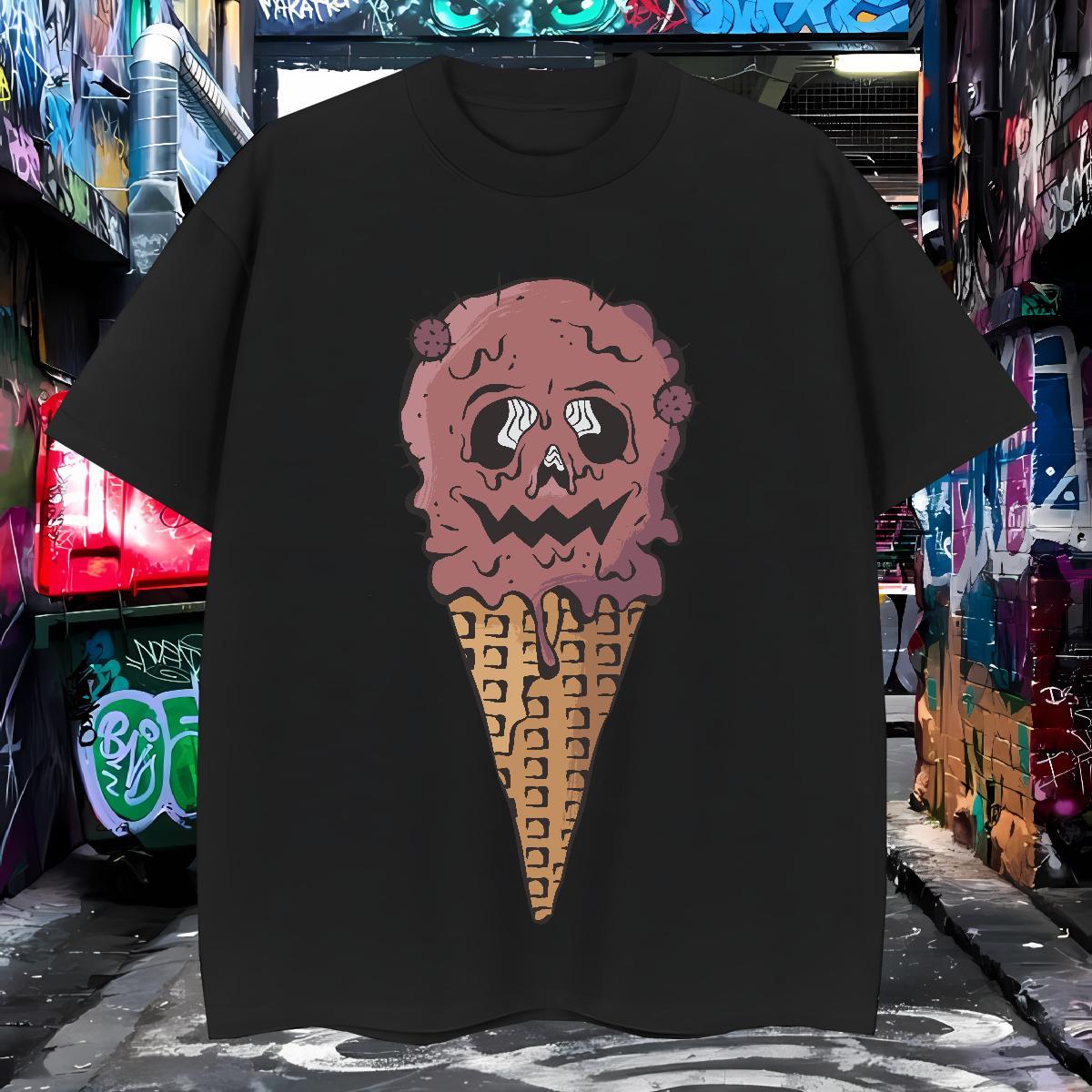 Soft Men Tshirts 100% Cotton 230g monster Men T Shirts Street Breathable Crew Neck Black Oversized Classic Clothings