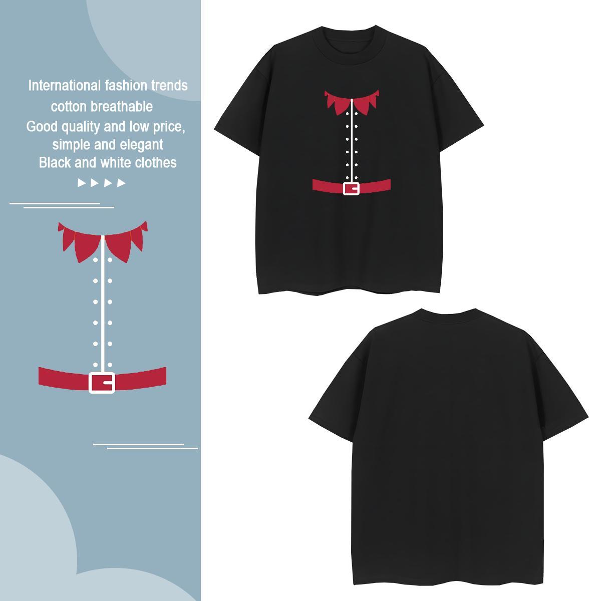 Free Shipping Tshirt for Man Woman 230g Cotton Christmas T-Shirts Beach Round Neck Short Sleeve Black Oversized Customized Tees