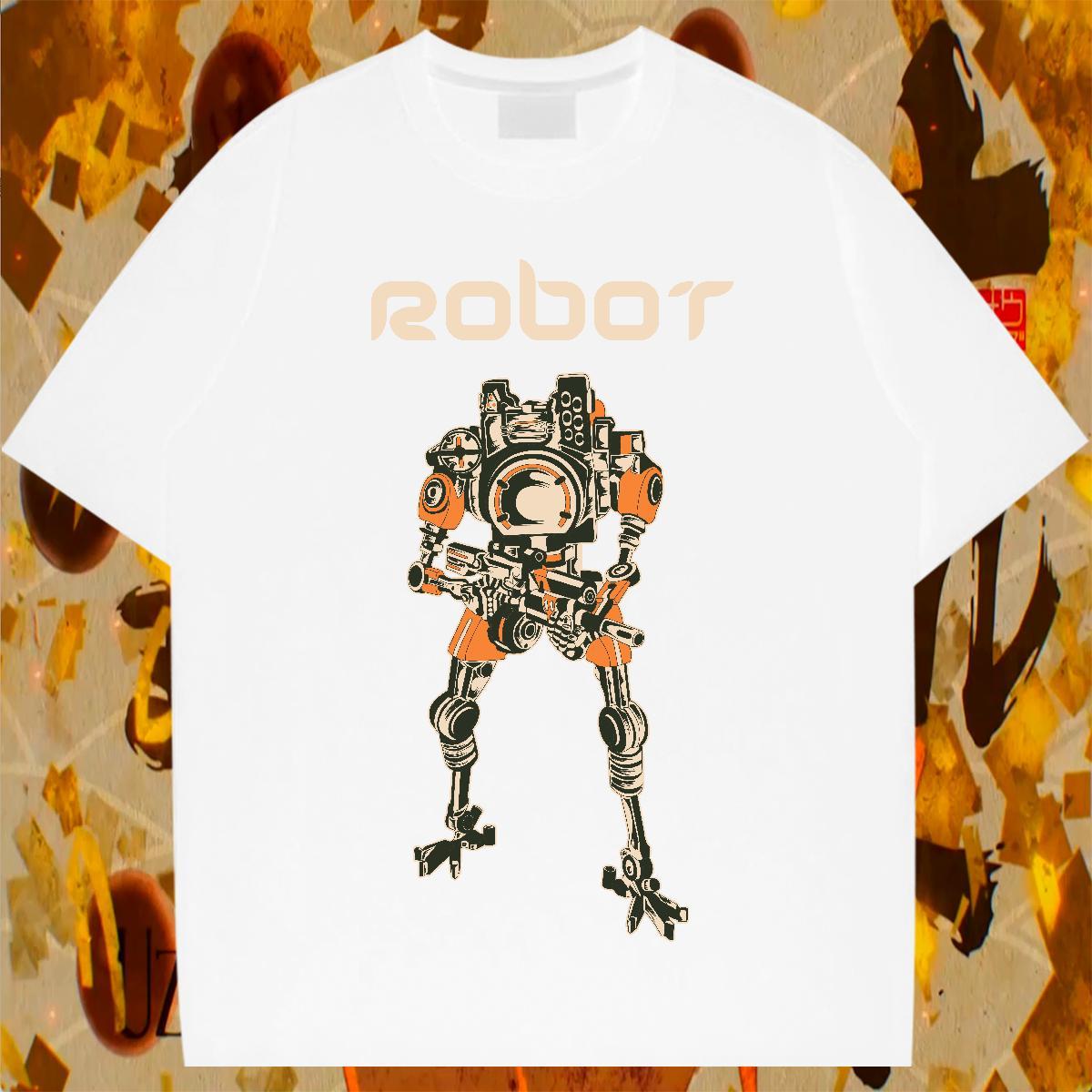 Unisex Mens Tshirts 230g 100% Cotton Casual robot Custom Big Size Short Sleeve O-Neck Free Shipping Man T Shirts Tops Tees