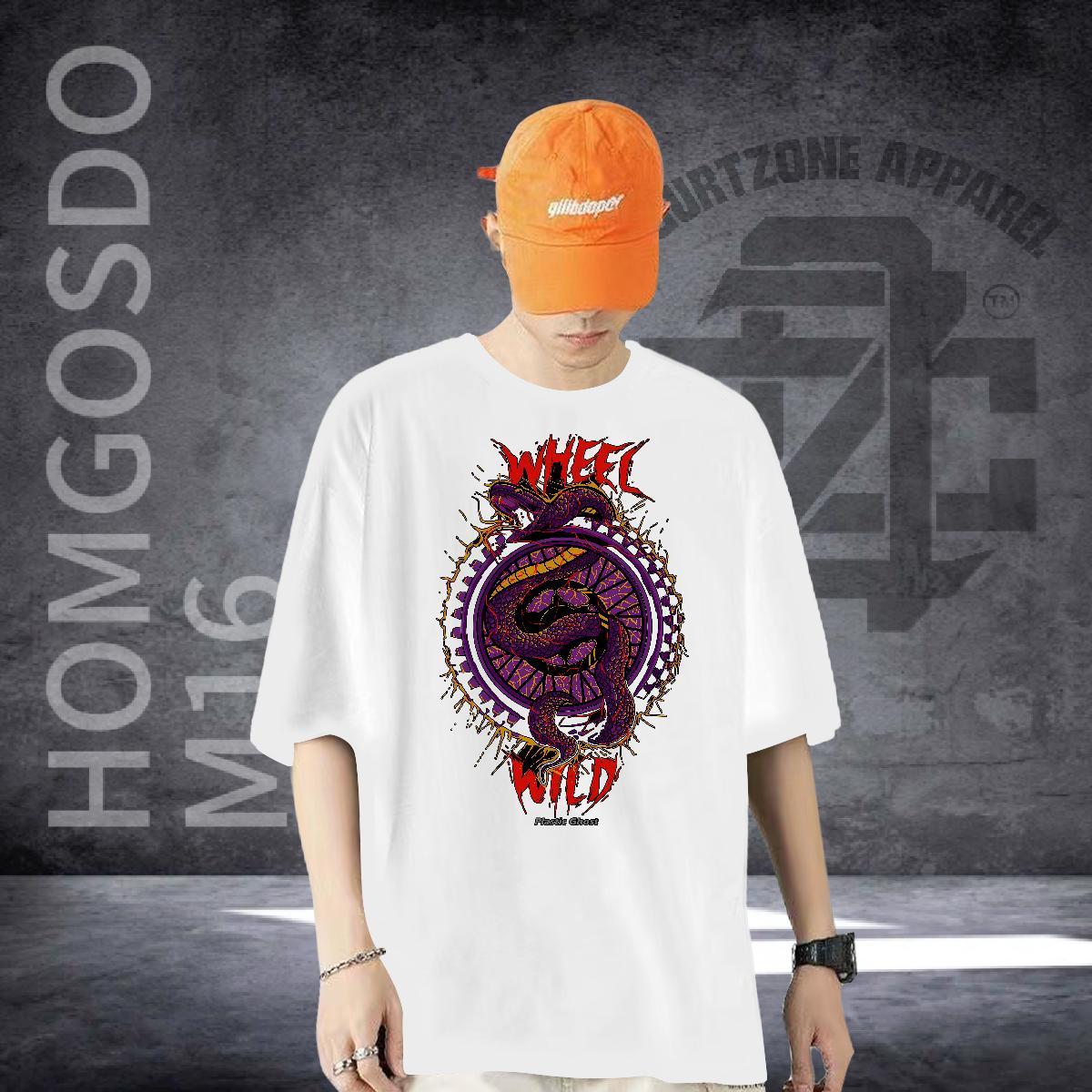 Designer Men T Shirts 230g Pure Cotton snake High Street Hip Hop Tees Shirts Breathable Crew Neck Cool Men Tshirts Custom Printed