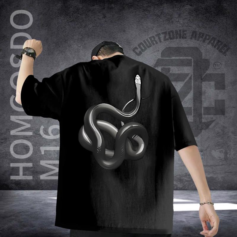 Wholesale Mens T Shirts 100% Cotton 230g snake Beach Wear Short Sleeve O-Neck Classic Men Clothes T-Shirt Oversized