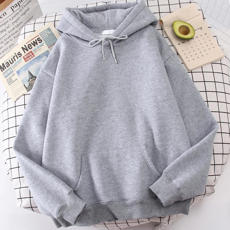 Autumn Casual Womens Solid Hoodie Comfortable Strecth Sweatshirts Loose Pocket Warm Clothes Fashion Street Female Pullovers 240806